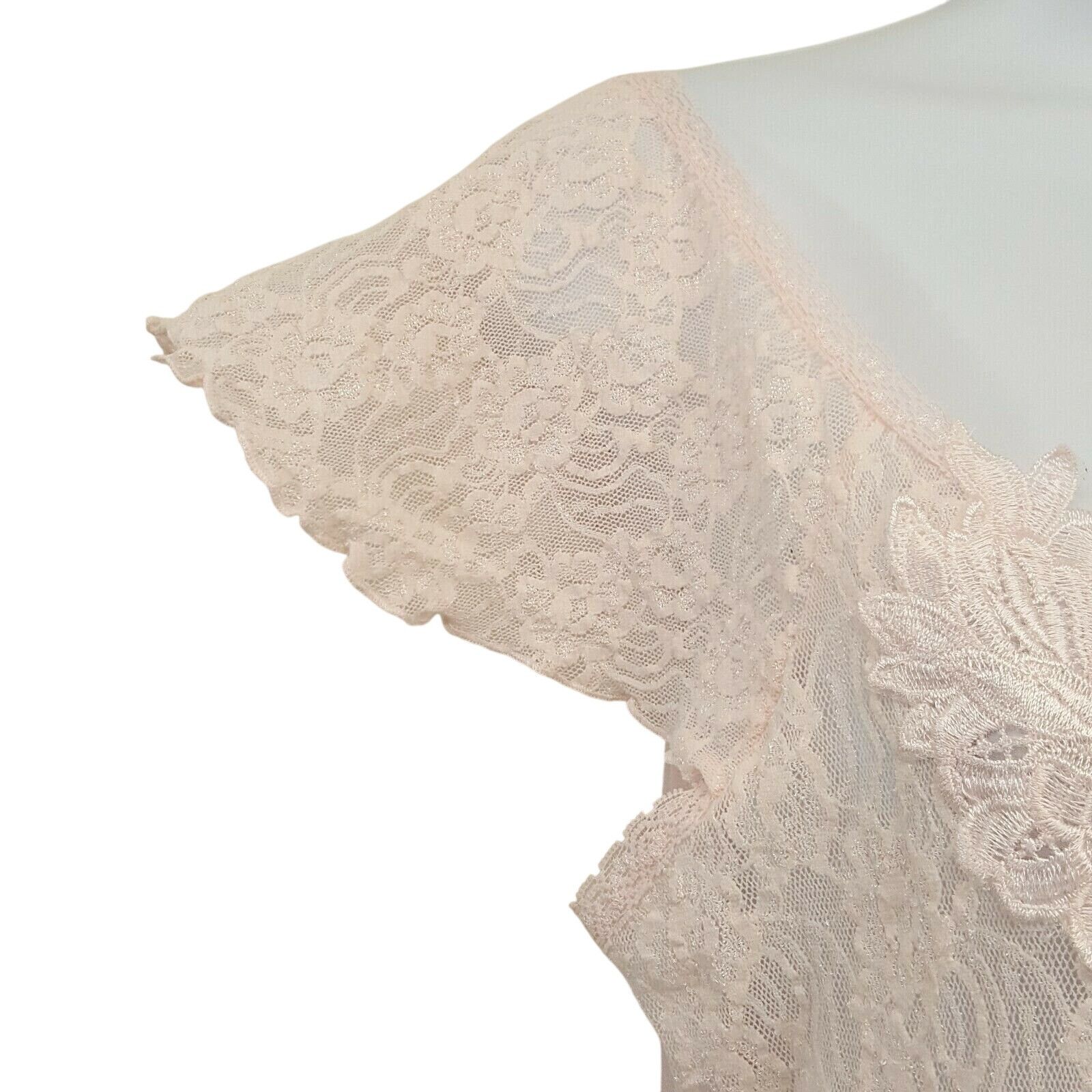 Other Cliche S Nightgown Lingerie USA Vintage Lace Sheer V Neck Ca Size ONE SIZE - 3 Thumbnail