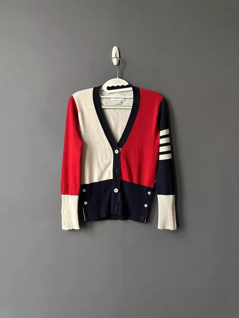 Thom Browne Color-blocked cashmere cardigan jacket 2505-Nex