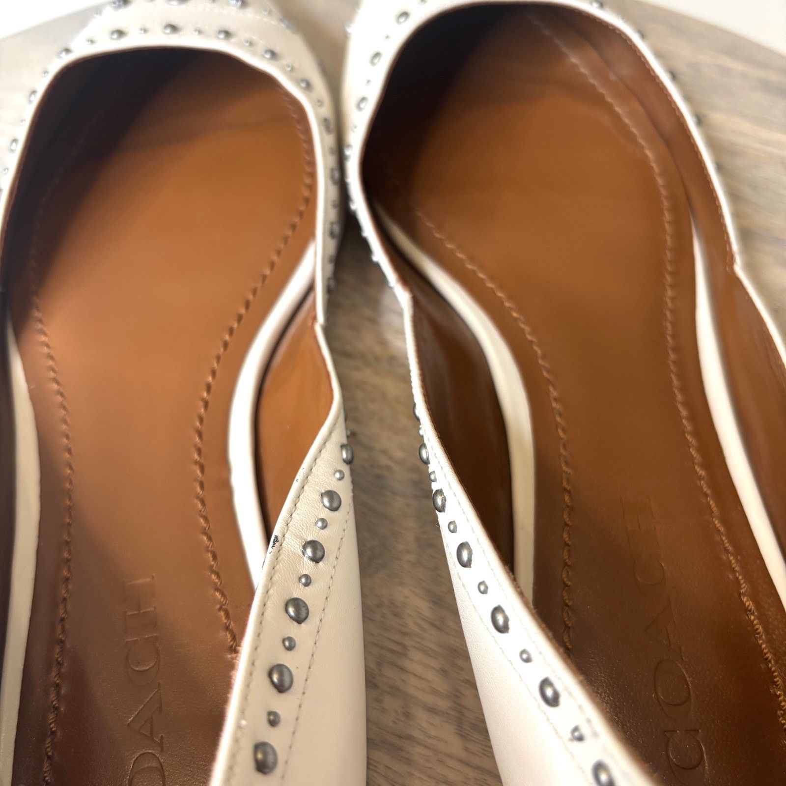 Coach Coach Valintina White Leather Flat Studded Shoes Size 10 B Size US 10 / IT 40 - 6 Thumbnail