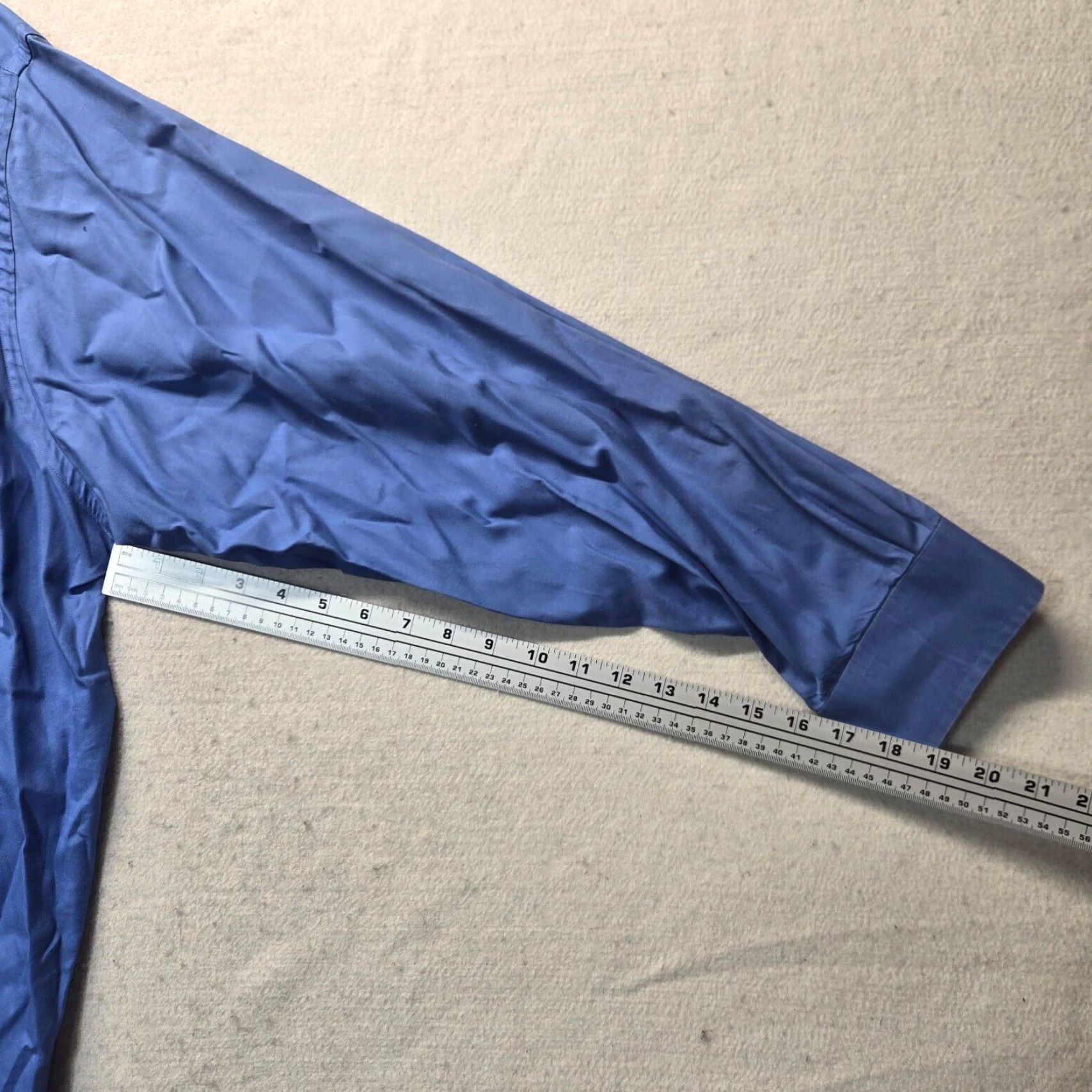 Stafford STAFFORD Dress Shirt Solid Blue Long Sleeve Button Up Adult Men 18.5 37 Tall Wrinkle Resistant Big & Tall 18.5 Mens Shirt Size 48R - 5 Thumbnail