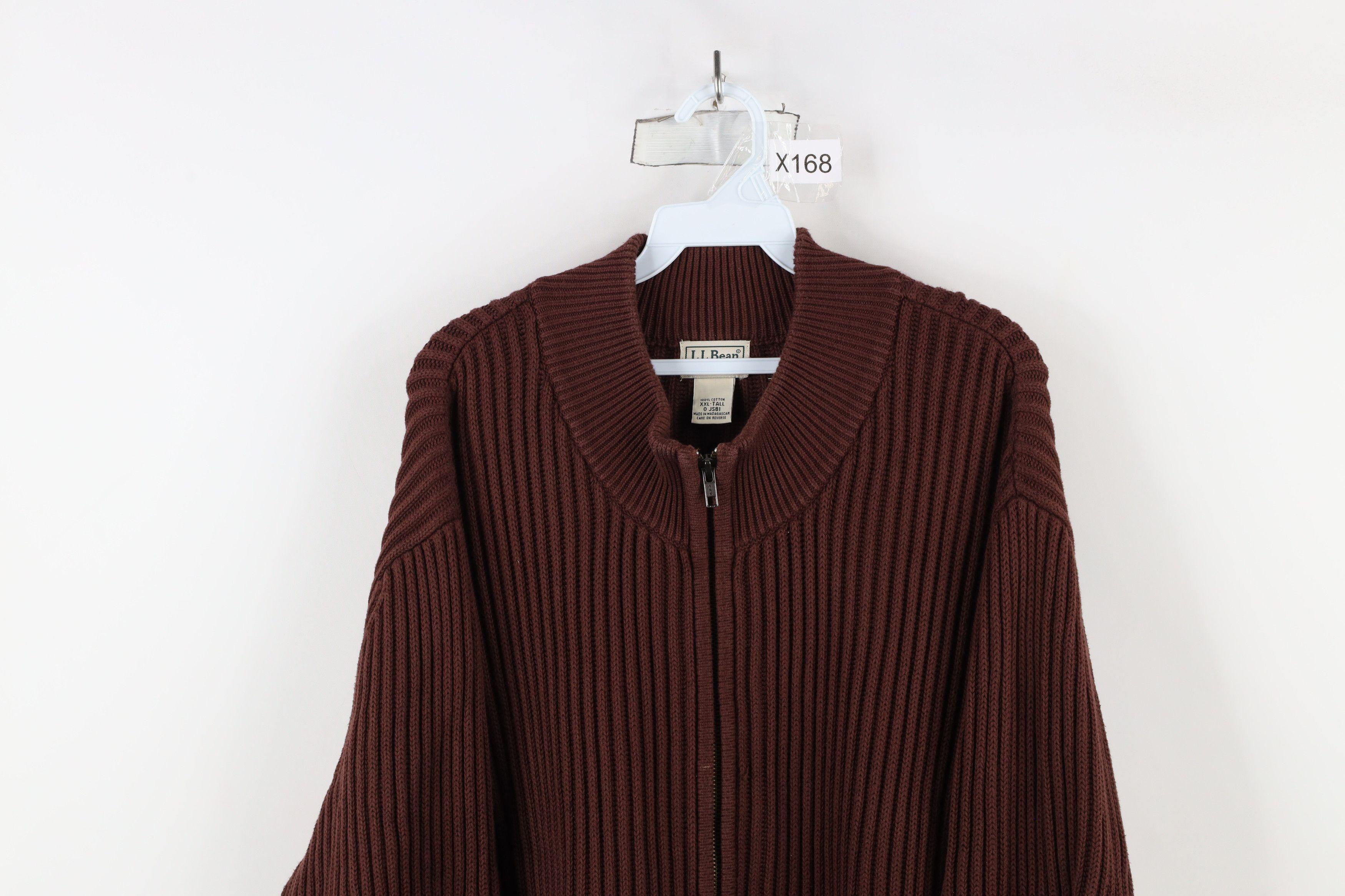 L.L. Bean × Vintage Vintage LL Bean Chunky Ribbed Knit Full Zip Sweater Burgundy Size US XXL / EU 58 / 5 - 2 Thumbnail