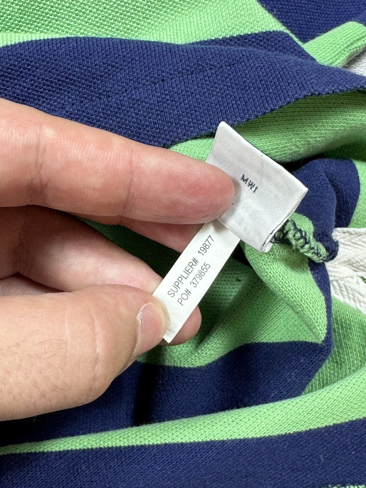 Polo Ralph Lauren × Ralph Lauren × Vintage Vintage Polo Ralph Lauren Striped Polo T-Shirt blue green Size US XL / EU 56 / 4 - 11 Thumbnail