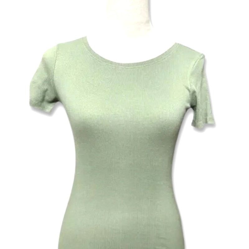 Other Open Edit Sage Green Bodycon Mini Dress Ribbed XXS NWOT Size XXS / US 00 / IT 34 - 3 Thumbnail