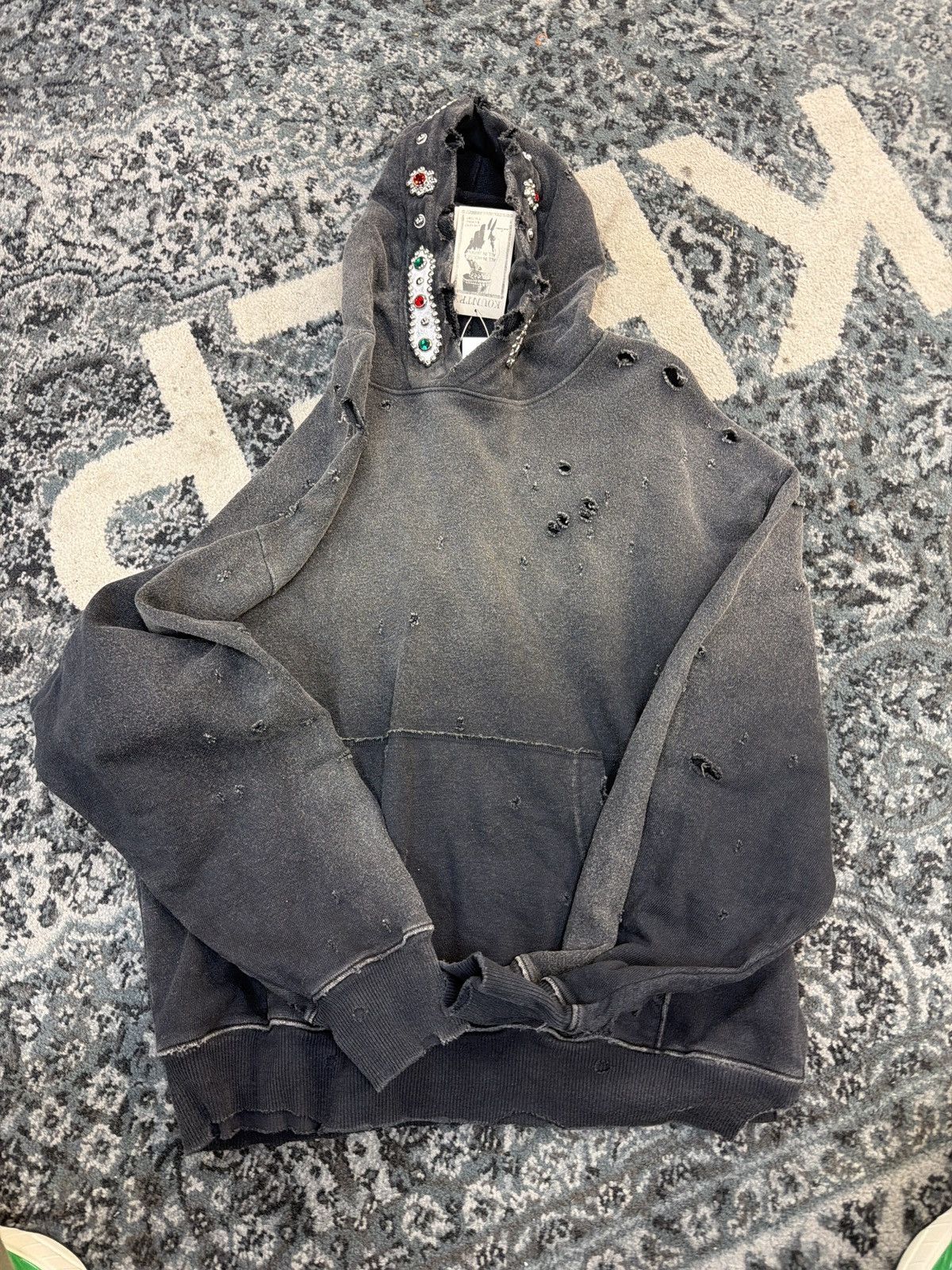 Kapital Kapital jewel studded hooded sweatshirt aged black grey Size US M / EU 48-50 / 2 - 1 Thumbnail