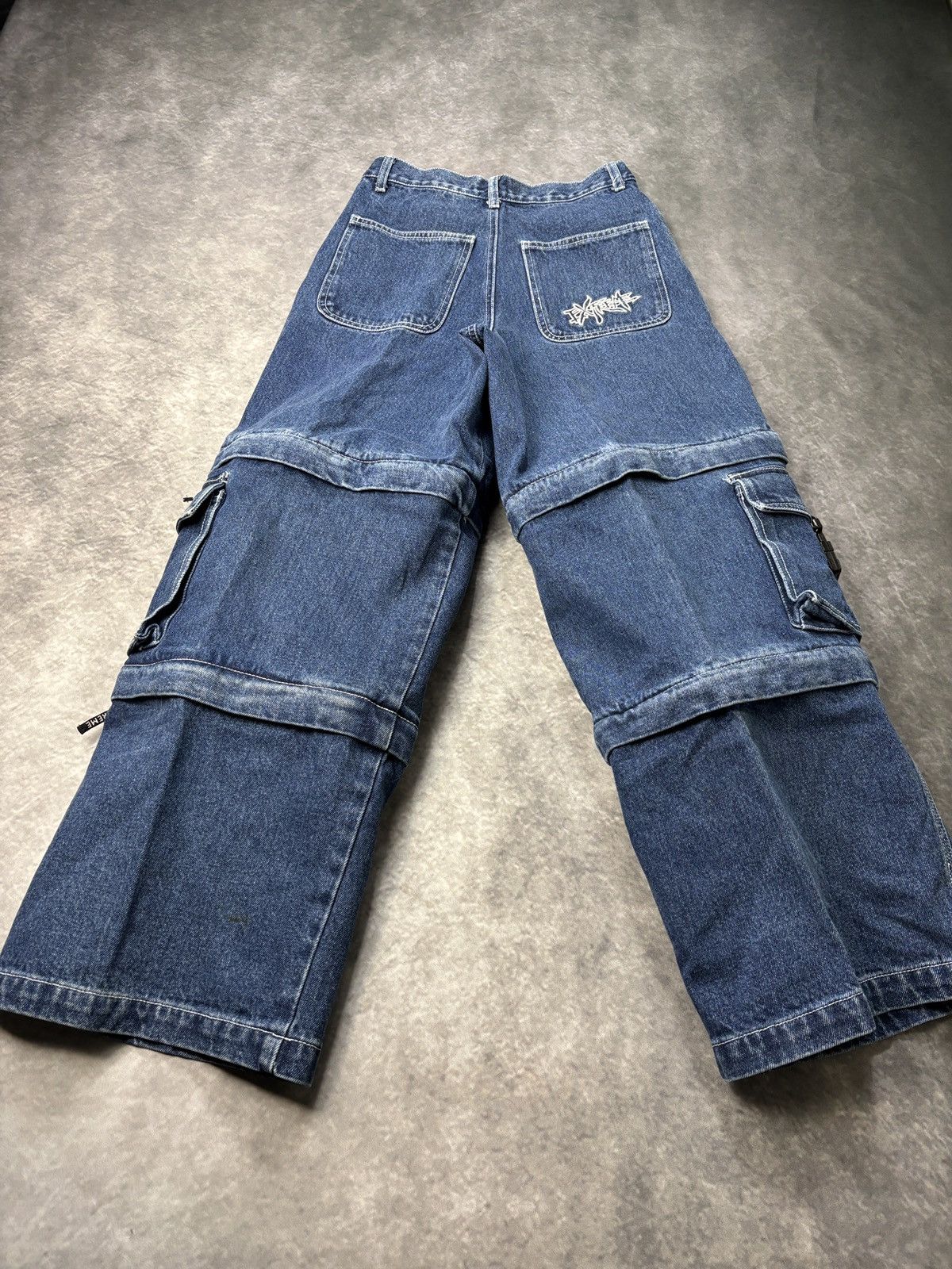 JNCO × Southpole × Vintage 1990s Extreme Zone Denim Cargo Pants Vintage Rave Jorts Zip Size 26" / US 2 / IT 38 - 20 Thumbnail