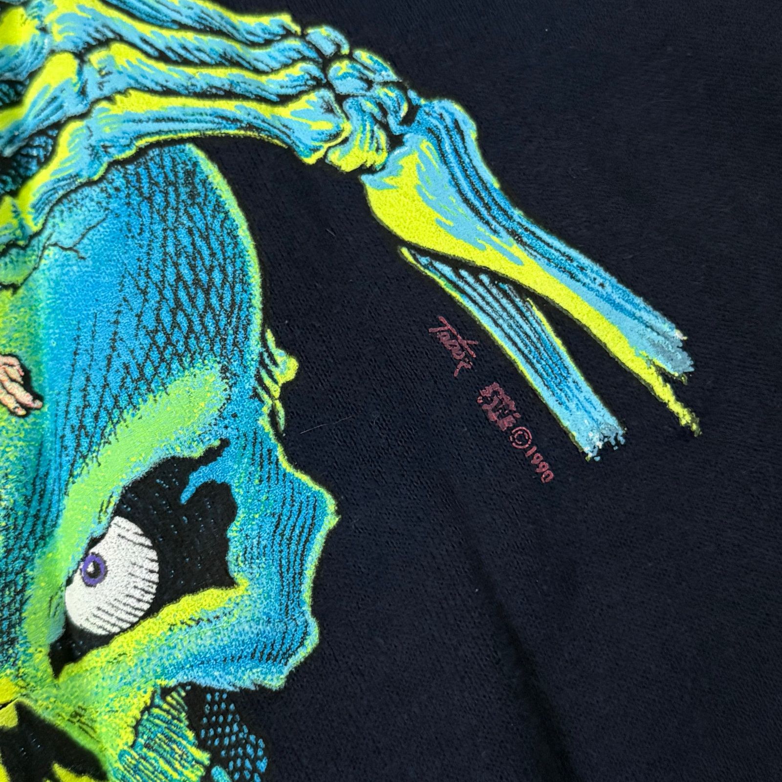 Vintage Vintage 1990 Pannill Neon Skull Sweatshirt Graphic Size US XS / EU 42 / 0 - 3 Thumbnail