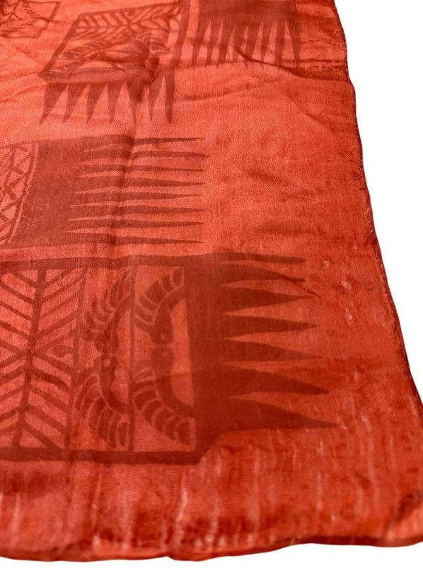 Other Vintage Hand-Printed Silk Scarf Abstract Tribal Motif 1960s Size ONE SIZE - 3 Thumbnail