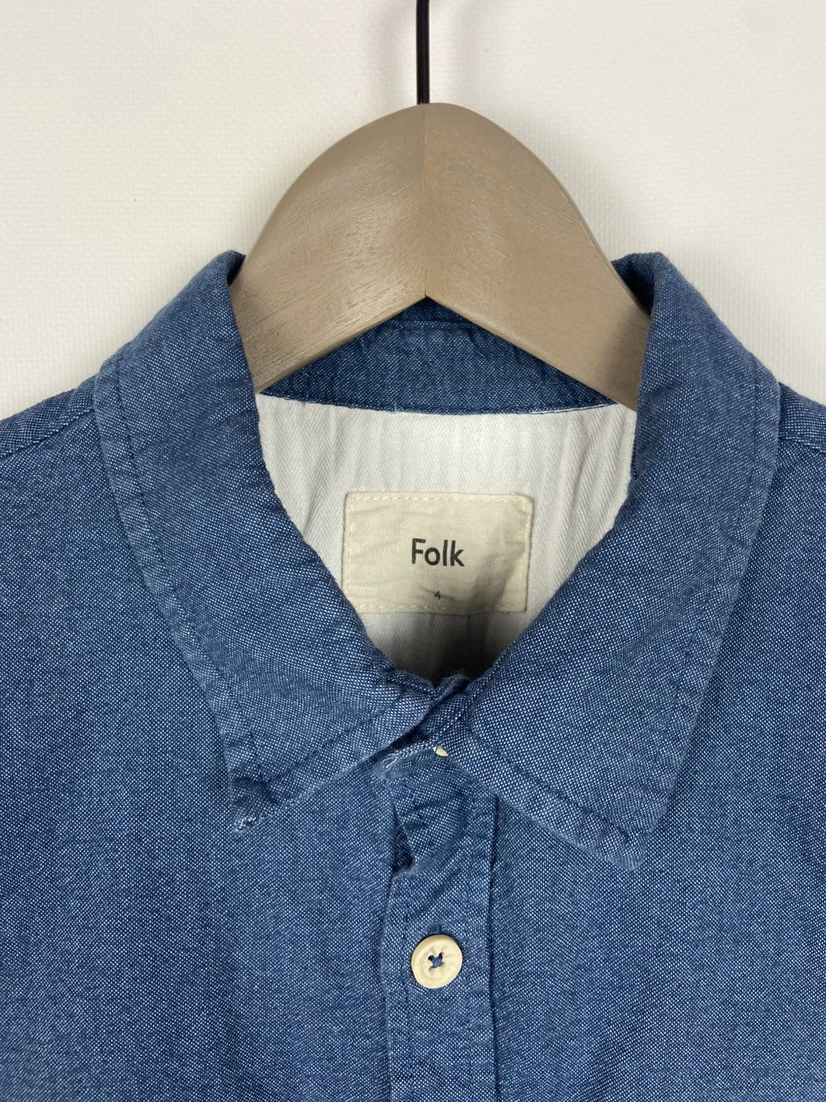Folk Folk Button-Up Shirt Blue Cotton Pocket Designer Sz 4 Size US M / EU 48-50 / 2 - 3 Thumbnail
