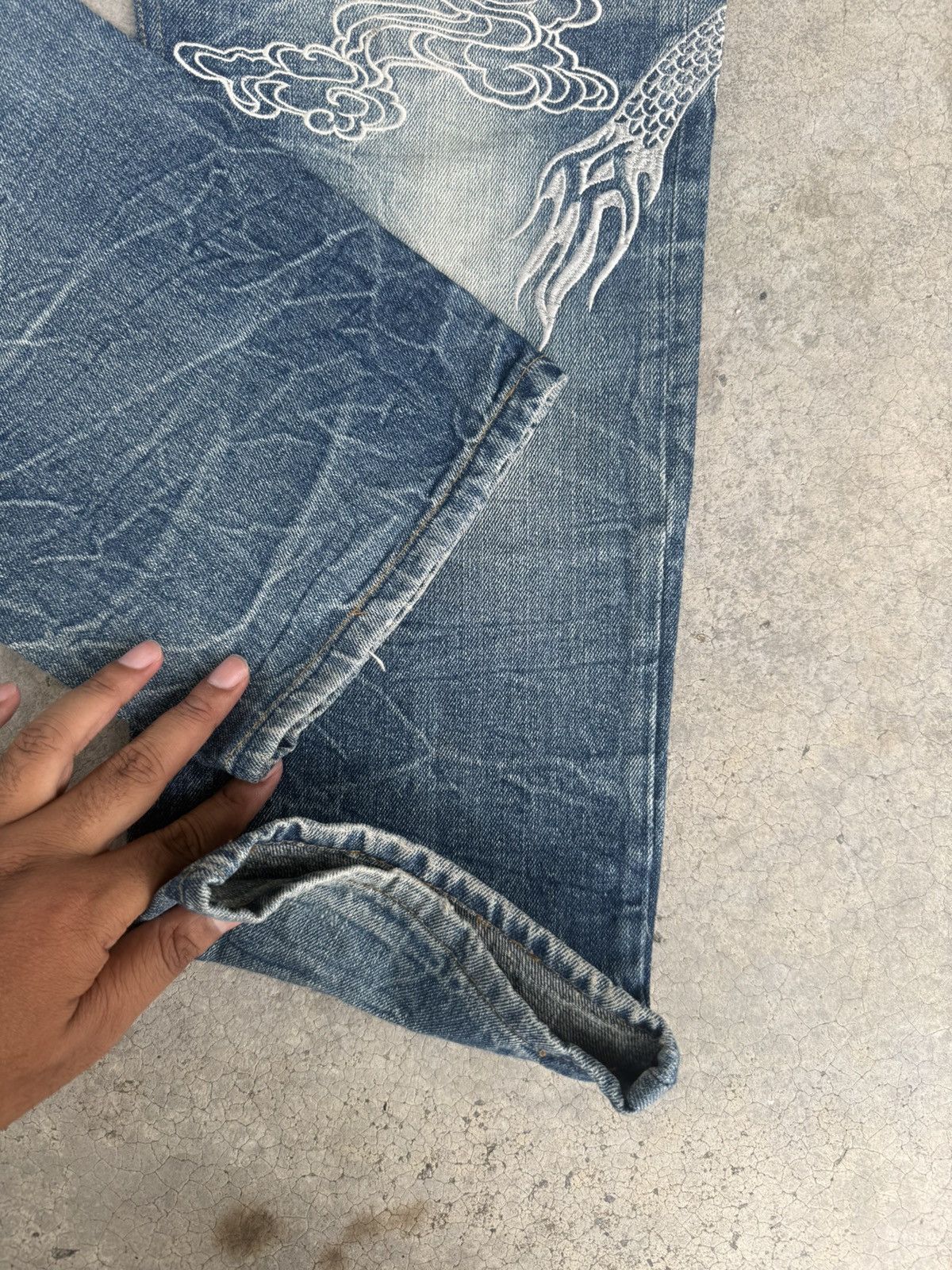 Japanese Brand Japanese Fugutaiten Embroidered Jeans Distressed Size US 33 - 15 Thumbnail