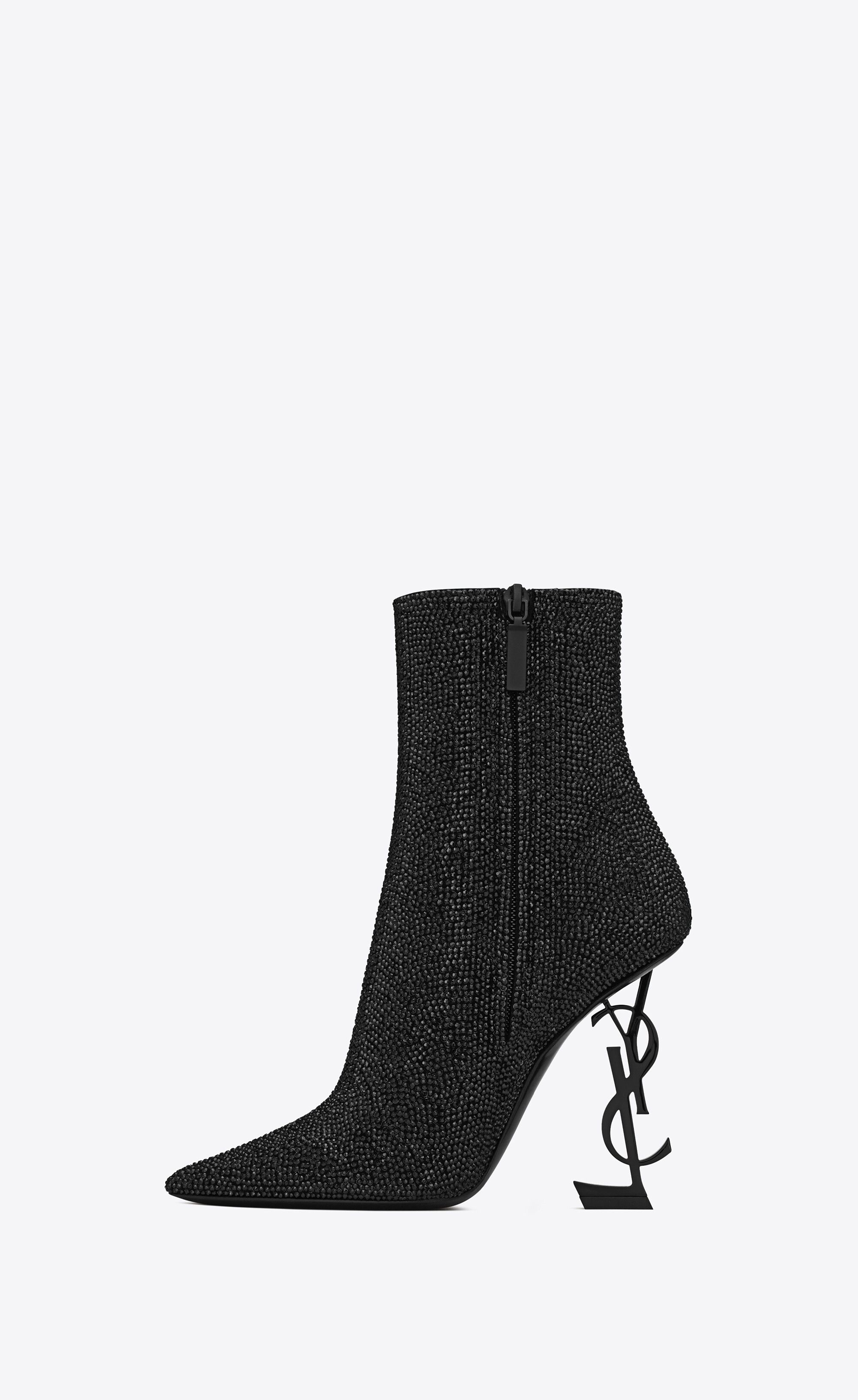 Saint Laurent Paris o1s1wg111024 Opyum Booties in Suede and Rhinestone in Black Size US 10 / IT 40 - 2 Thumbnail