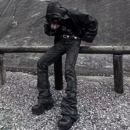 Japanese Brand Heavyweight washed and waxed micro flare hombre baggy jeans Size US 34 / EU 50 - 3 Thumbnail