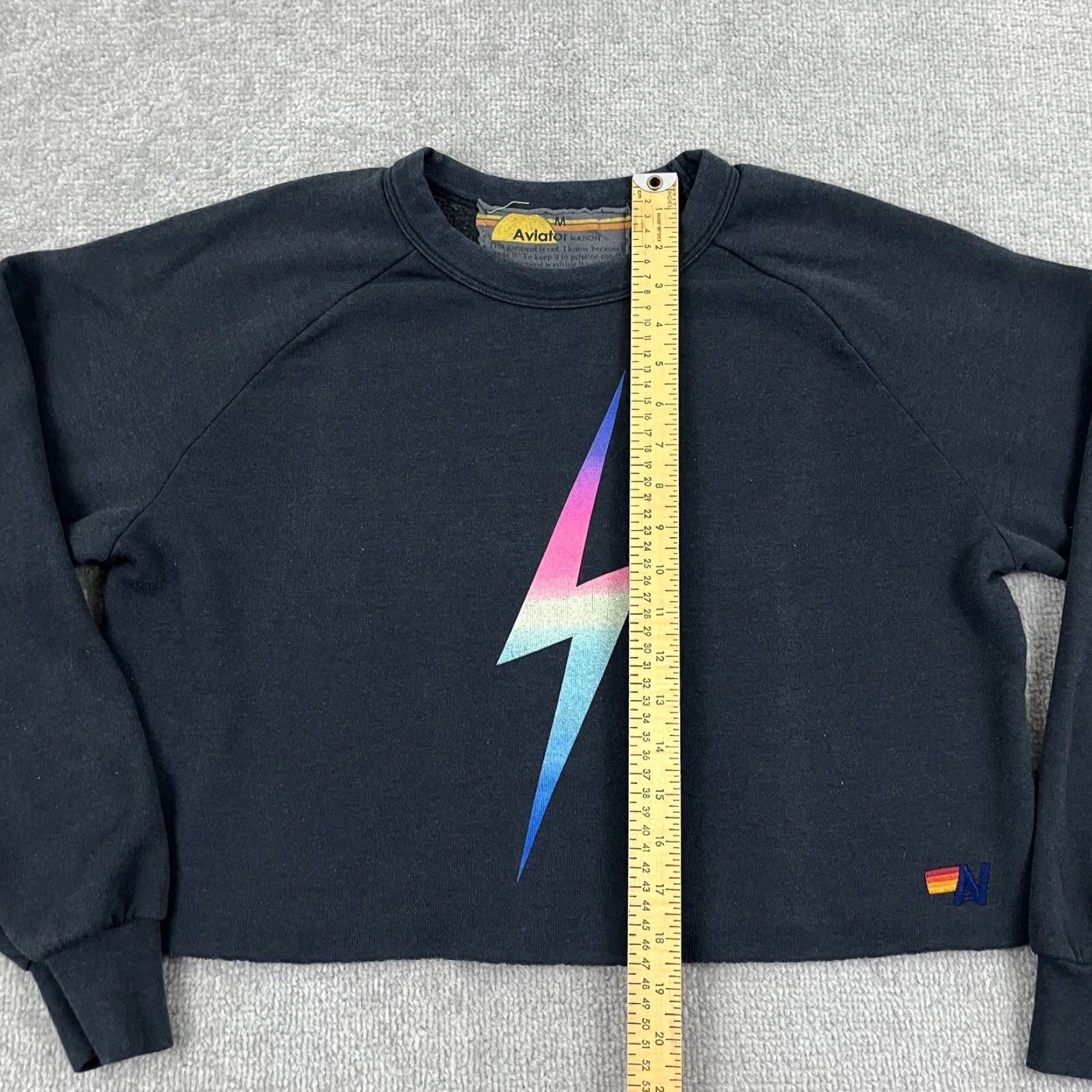 Aviator Nation Aviator Nation Sweatshirt Womens Medium Gray Cropped Rainbow Lightning Bolt Crew Size M / US 6-8 / IT 42-44 - 5 Thumbnail