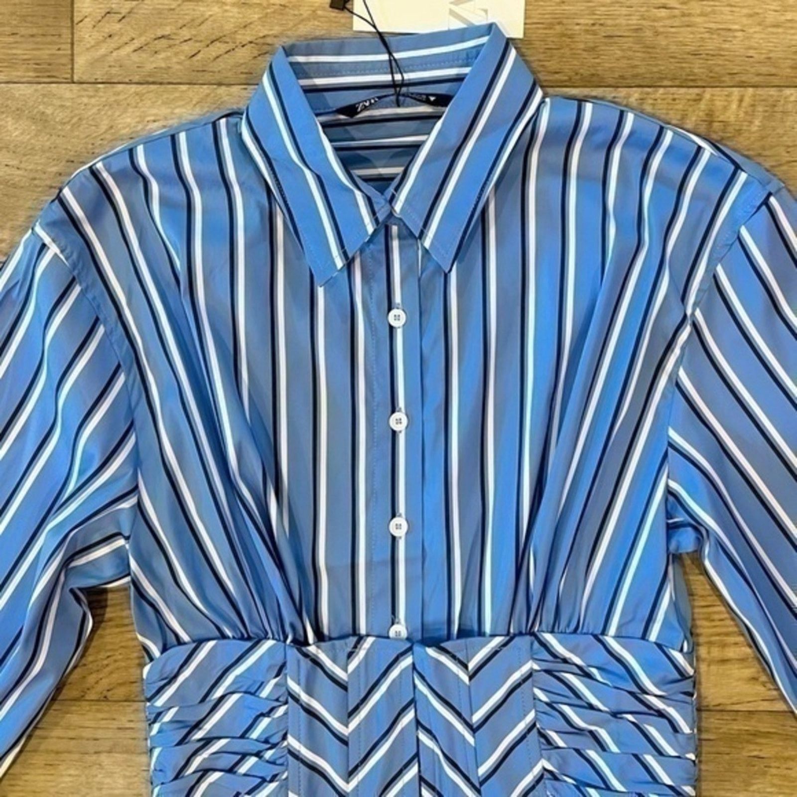 Zara ZARA Corset Waist Striped Shirt Dress NWT Size M / US 6-8 / IT 42-44 - 18 Thumbnail