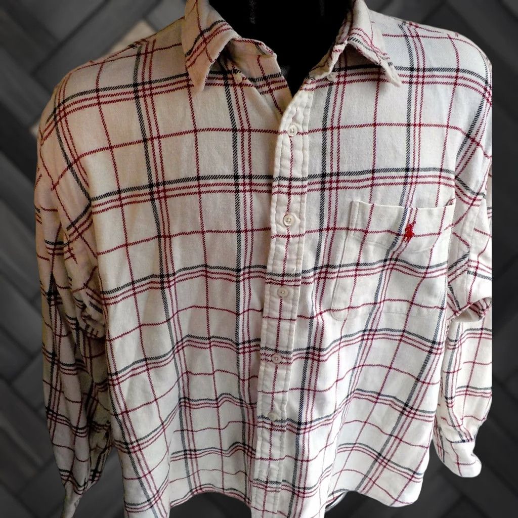 Ralph Lauren RALPH LAUREN SPORTSMAN Outdoor Casual Shirt Plaid L/S Button Ivory/Red/Black XL Men Size US XL / EU 56 / 4 - 1 Thumbnail