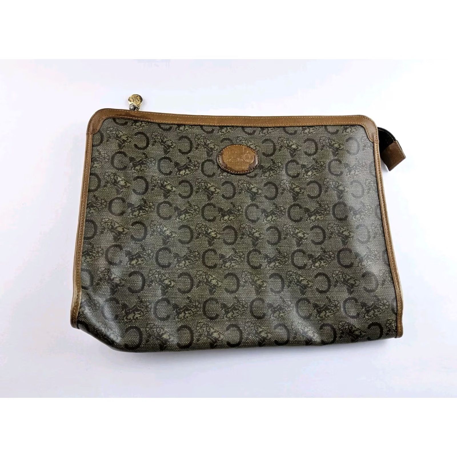 Celine VINTAGE CELINE Diffusion Signature Pouch Clutch Purse Bag Womens Brown Paris PVC Size ONE SIZE - 2 Thumbnail