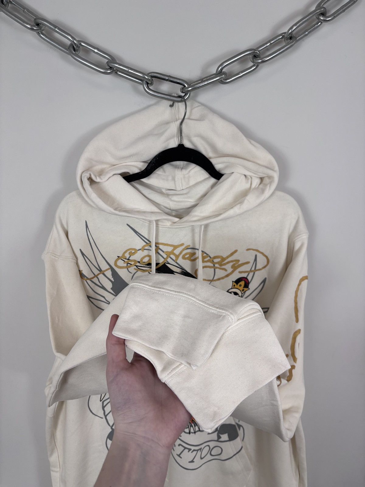 Ed Hardy Ed Hardy NWT Men’s Ivory True Love Tattoo Heart Hoodie Size US XL / EU 56 / 4 - 11 Thumbnail
