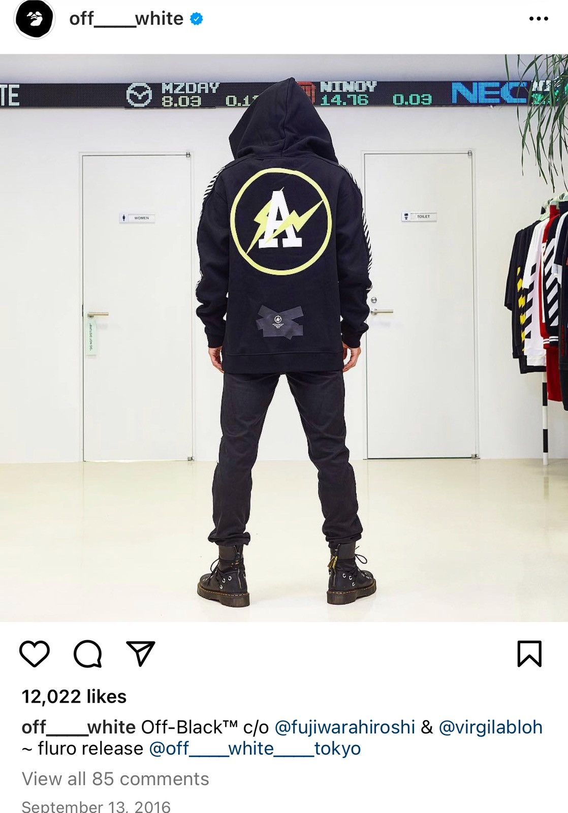 Fragment Design × Off-White × Virgil Abloh 🔥NEW WITH TAG!! Offwhite x Flagment hoodie 2016🔥 Size US XL / EU 56 / 4 - 15 Thumbnail