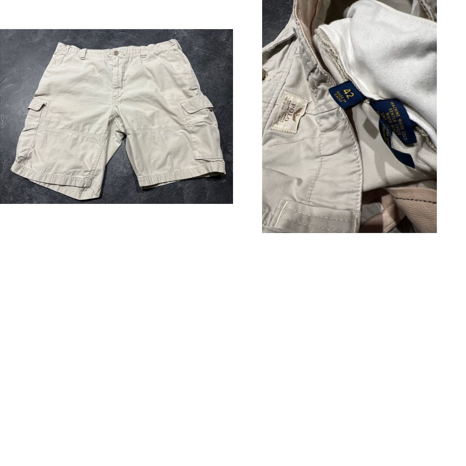 Ralph Lauren VINTAGE Ralph Lauren Polo Shorts Mens 42 Tan Cargo Baggy Y2K Faded Twill Cotton Utility Cargo Short Beigе 90s Army Outdoor Mens Size US XL / EU 56 / 4 - 8 Thumbnail