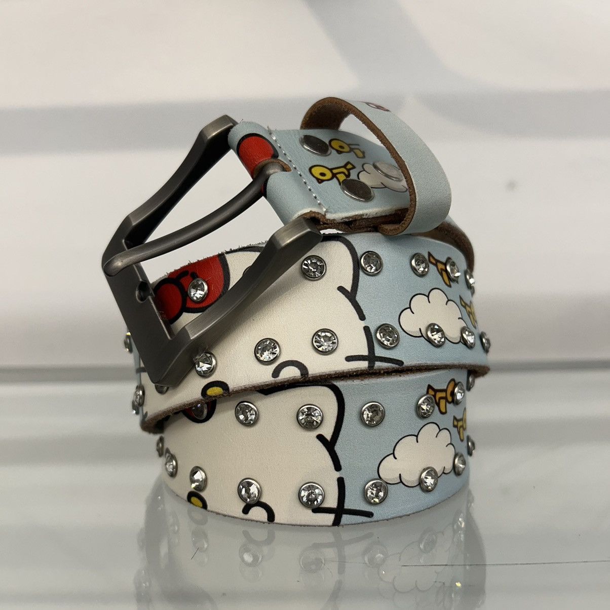 Ed Hardy Leo Ryder “Kitty” Print rhinestone leather belt Size ONE SIZE - 1 Preview