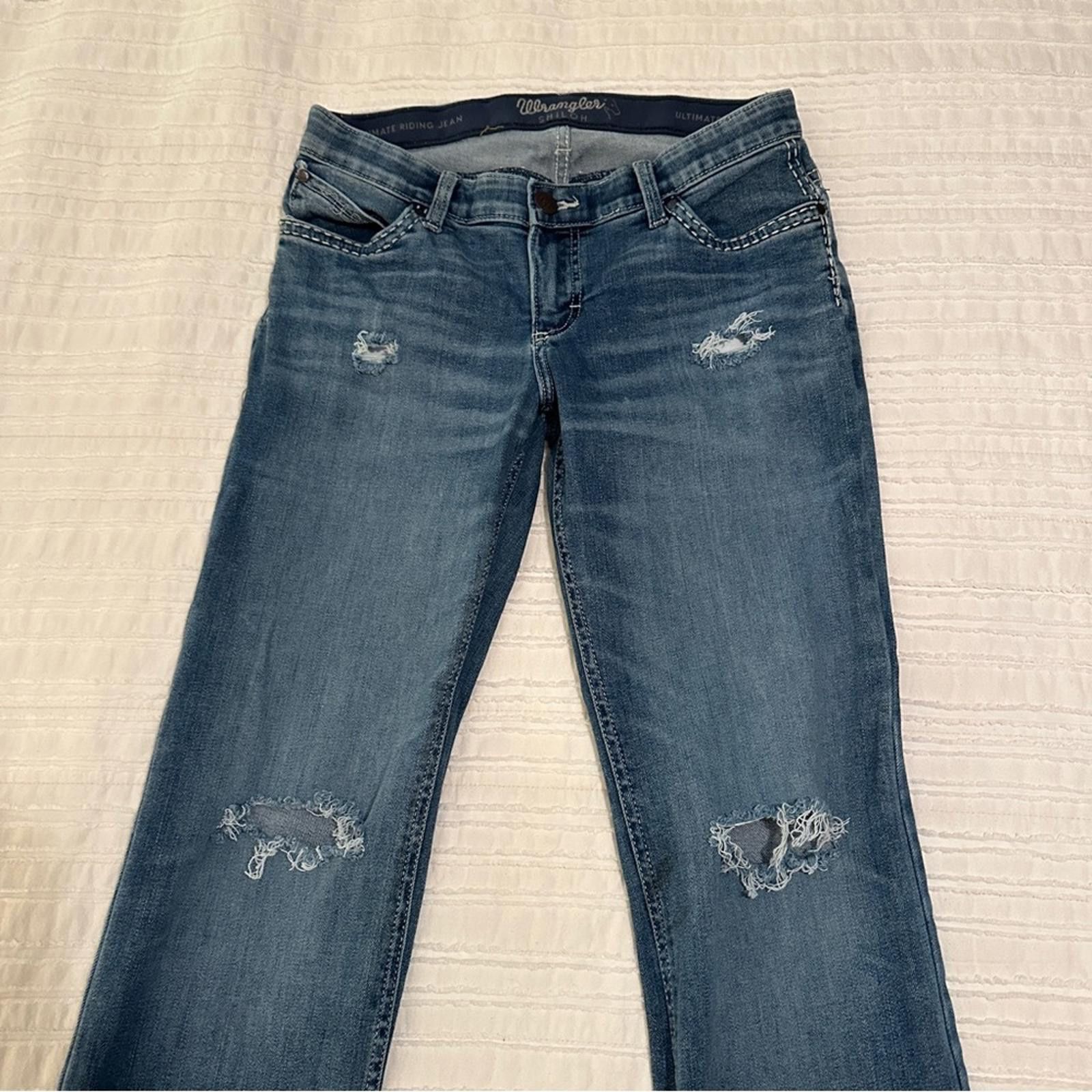 Wrangler Wrangler Shiloh 7 x 32 Distressed Flare Jeans denim stretch Size 30" / US 8 / IT 44 - 2 Thumbnail