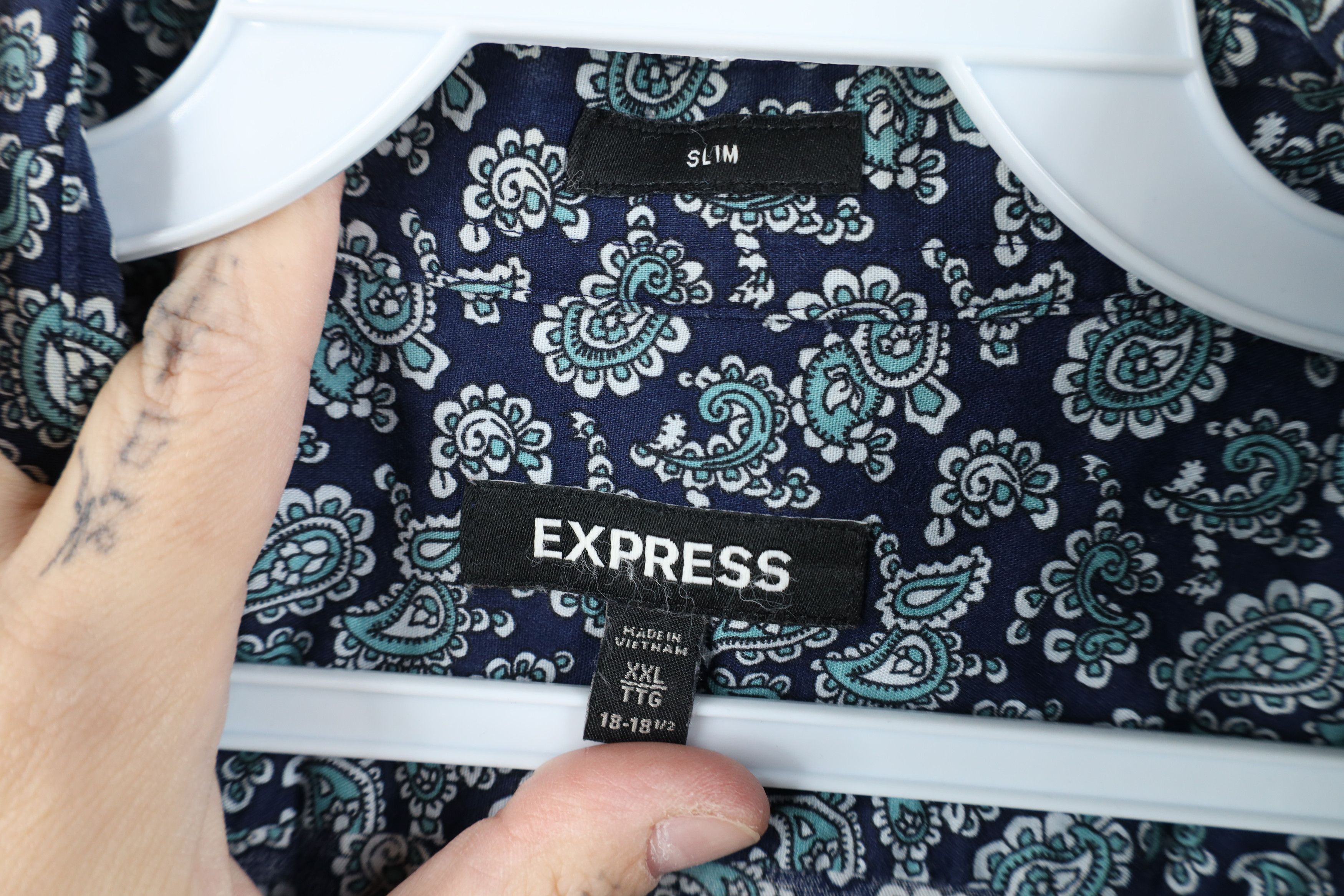 Express Express Fit Paisley Tapestry Collared Button Shirt Cotton Size US XXL / EU 58 / 5 - 6 Thumbnail