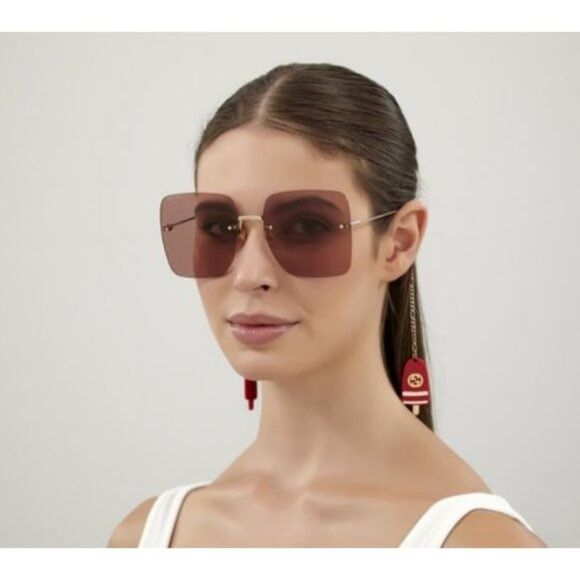 Gucci NEW GUCCI SUNGLASSES GG1147S 005 GOLD/PINK WOMEN EYEWEAR Size ONE SIZE - 2 Thumbnail