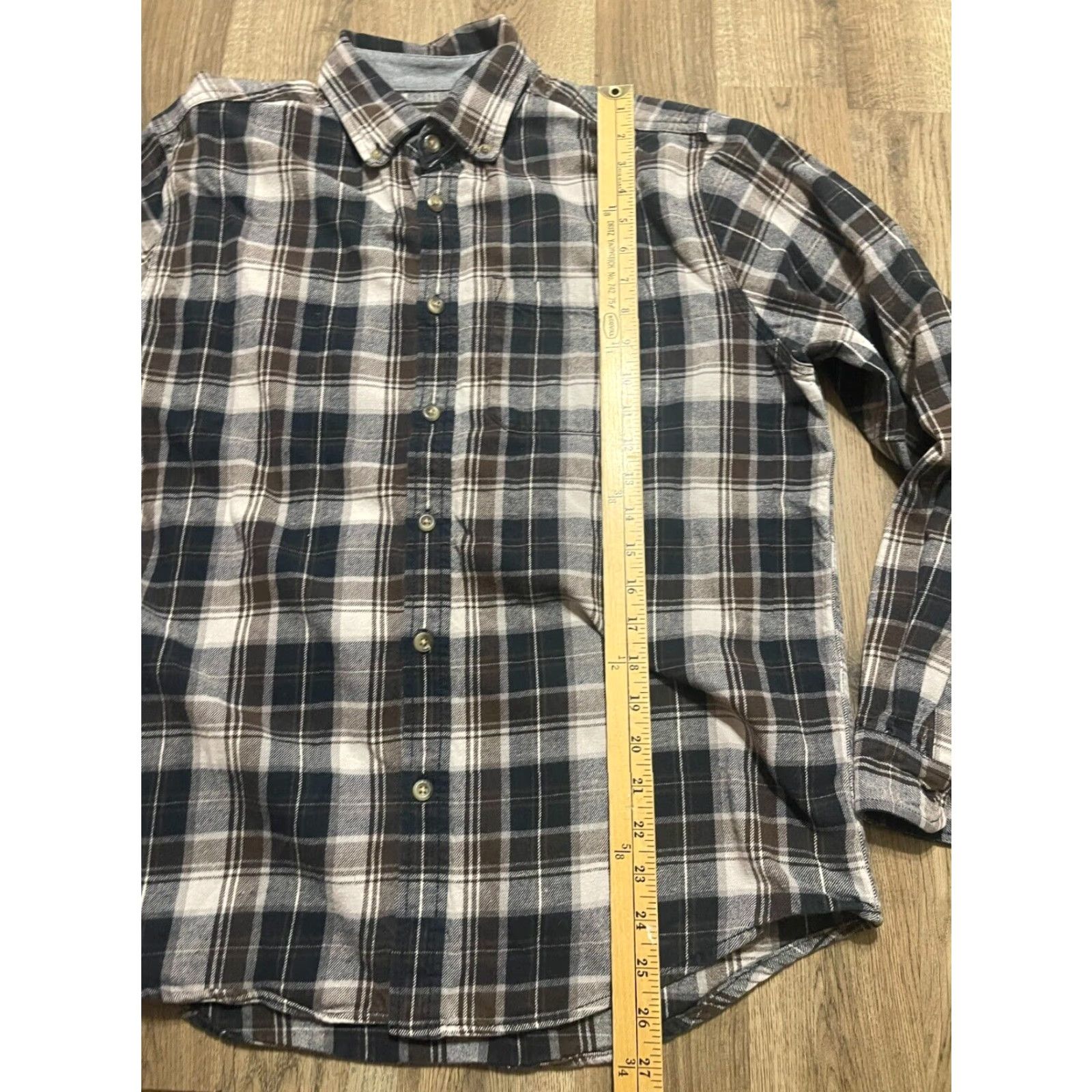 Eddie Bauer Eddie Bauer Shirt, Men’s Size Large, Plaid, Button-Down, Long Sleeve, Casual, Color Brown, Black White, Button Up, Fall Spring Summer, Regular, Mens Size US L / EU 52-54 / 3 - 7 Thumbnail