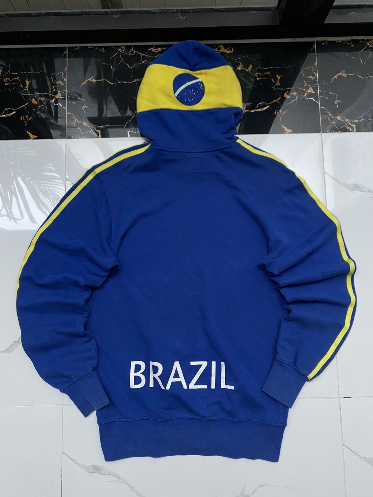 Adidas × Vintage ADIDAS VINTAGE BRASIL LOGO TRIPLE STRIPES HOODIE Size US M / EU 48-50 / 2 - 5 Thumbnail