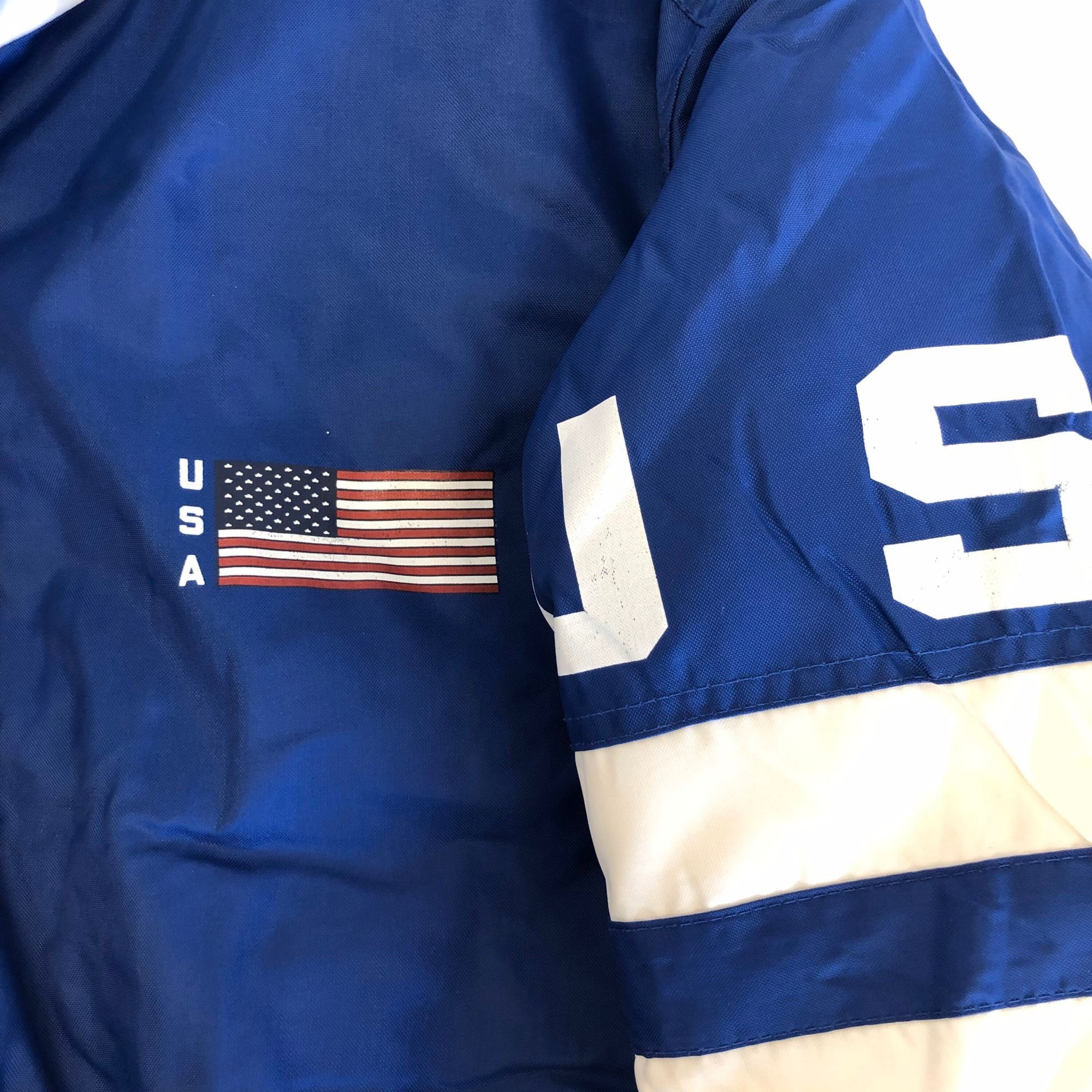 USA Olympics Vtg JcPenney Blue Nylon COLORBLOCK USA OLYMPICS Coat Size US L / EU 52-54 / 3 - 3 Thumbnail
