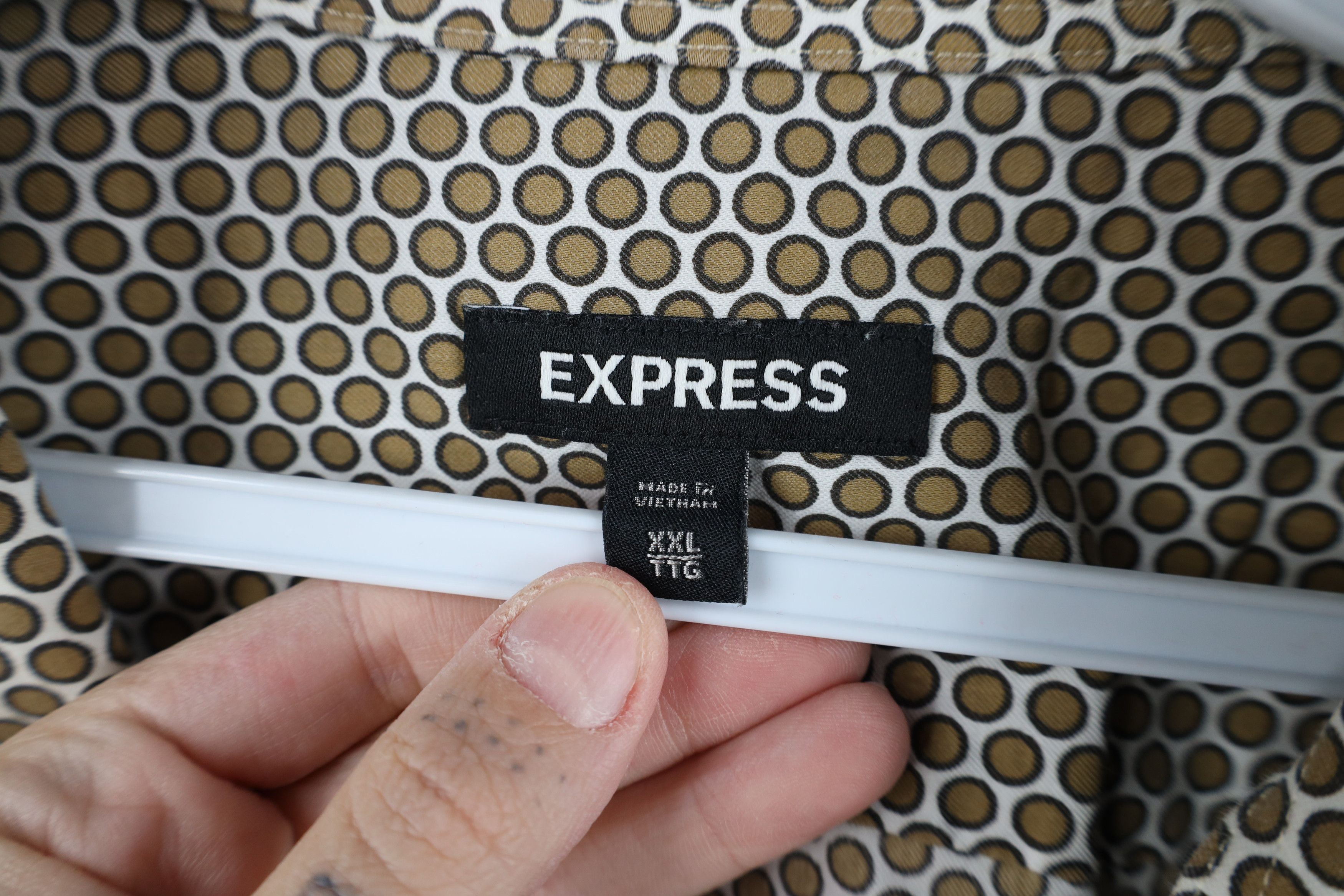 Express Express Stretch Polka Dot Collared Long Sleeve Button Shirt Size US XXL / EU 58 / 5 - 6 Thumbnail