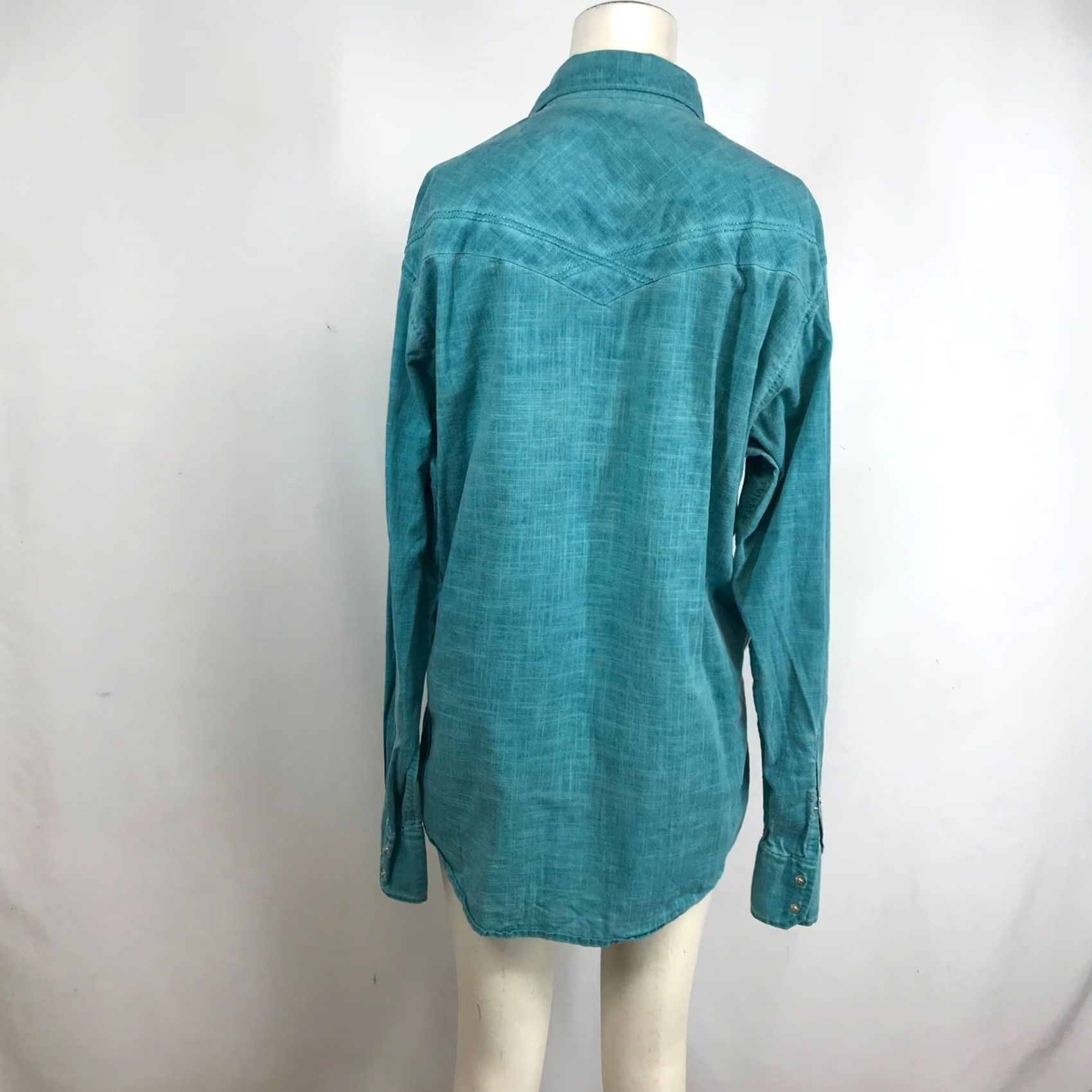 Wrangler Wrangler 20X Men's Turquoise Slub Cotton Western Snap Shirt Medium Size US M / EU 48-50 / 2 - 5 Thumbnail