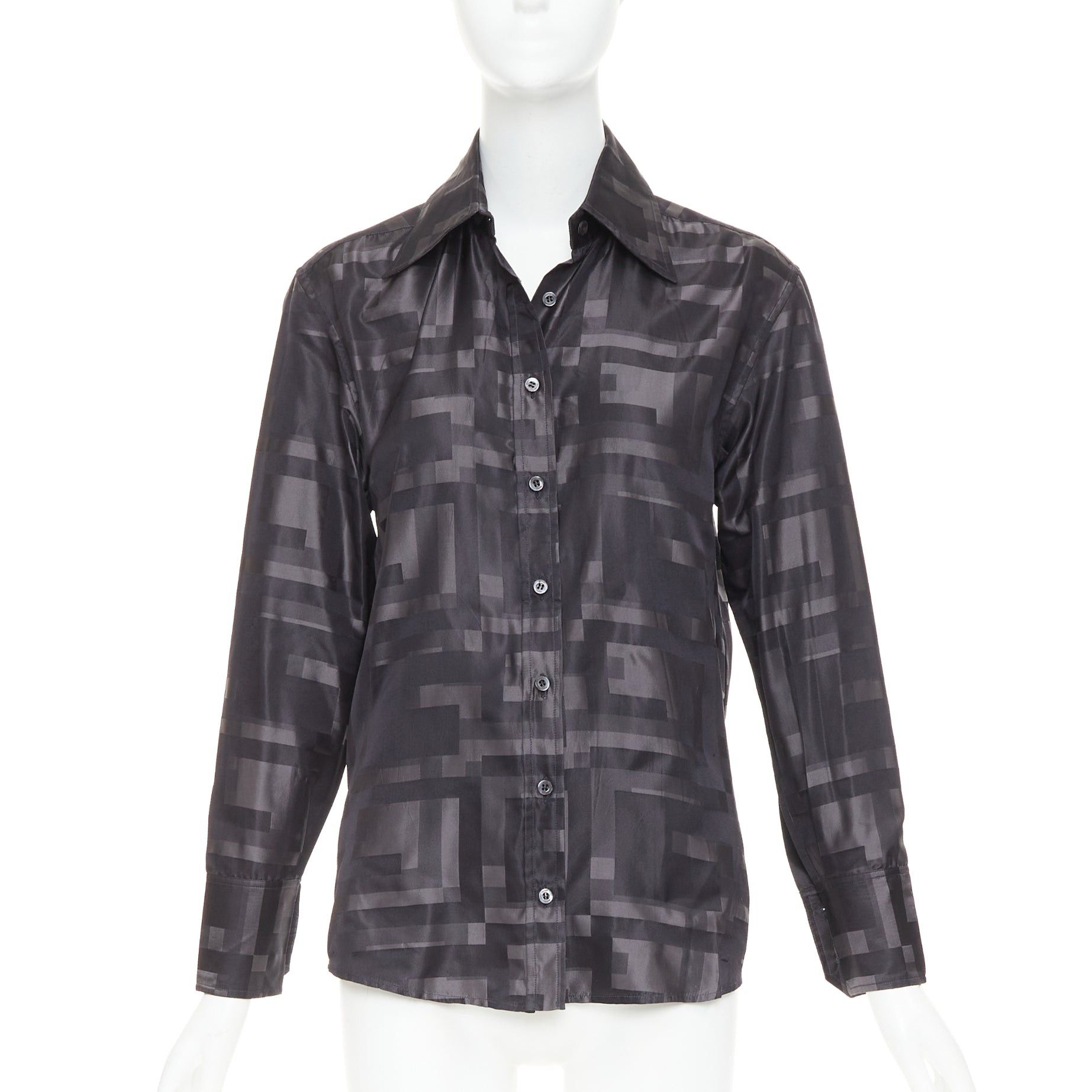 Gucci GUCCI SS1998 Tom Ford Vintage black grey geometric Square G woven jacquard shirt IT38 XS Size XS / US 0-2 / IT 36-38 - 1 Thumbnail