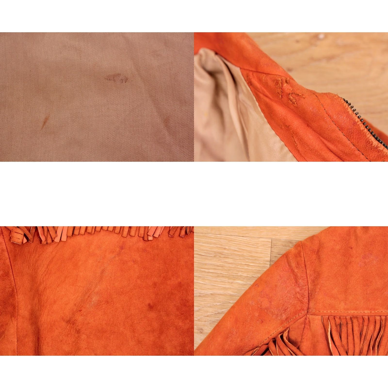 Vintage VTG Boy's 1960s Orange Fringe Leather Suede Jacket Sz 4 50s 60s Kid's Mens Womens Girls Boys Size US S / EU 44-46 / 1 - 9 Thumbnail