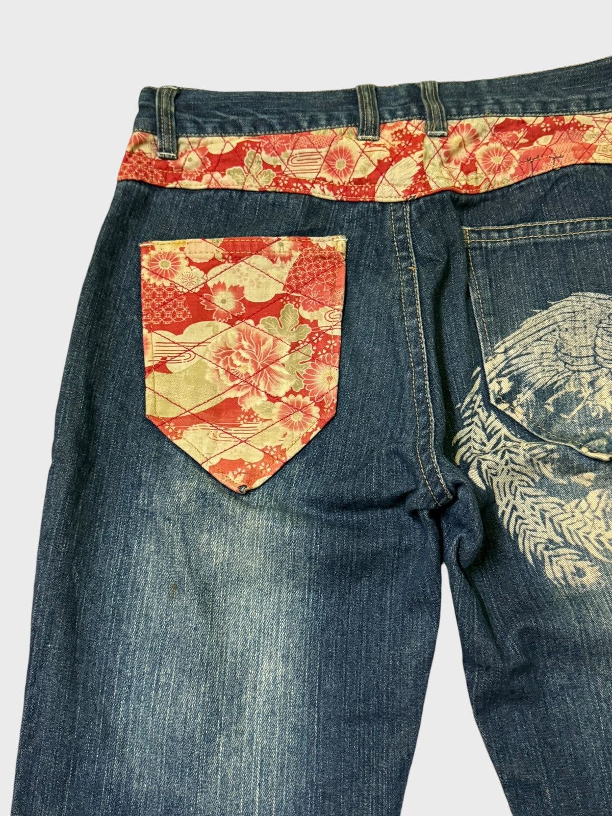 Japanese Brand × Vintage Vintage Japan Tattoo Koi Fish Acid Wash Floral Designs Jeans Size US 30 / EU 46 - 9 Thumbnail