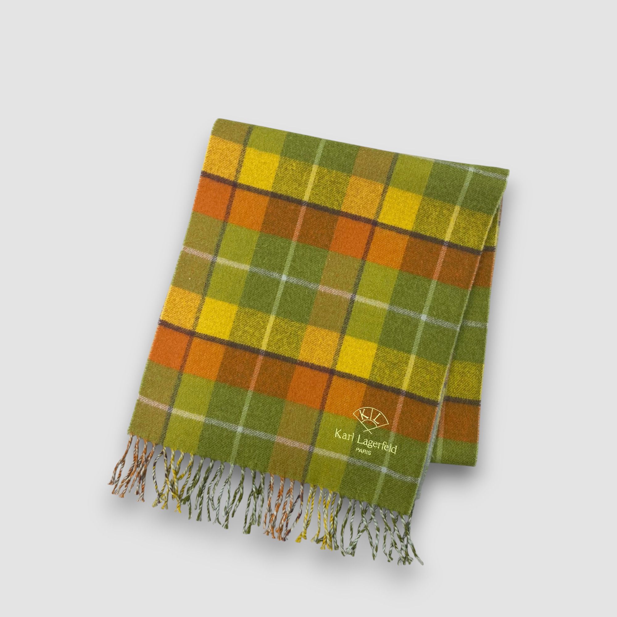 Karl Lagerfeld Vintage Karl Lagerfeld Scarf Muffler Wool Plaid Scarves Size ONE SIZE - 3 Thumbnail