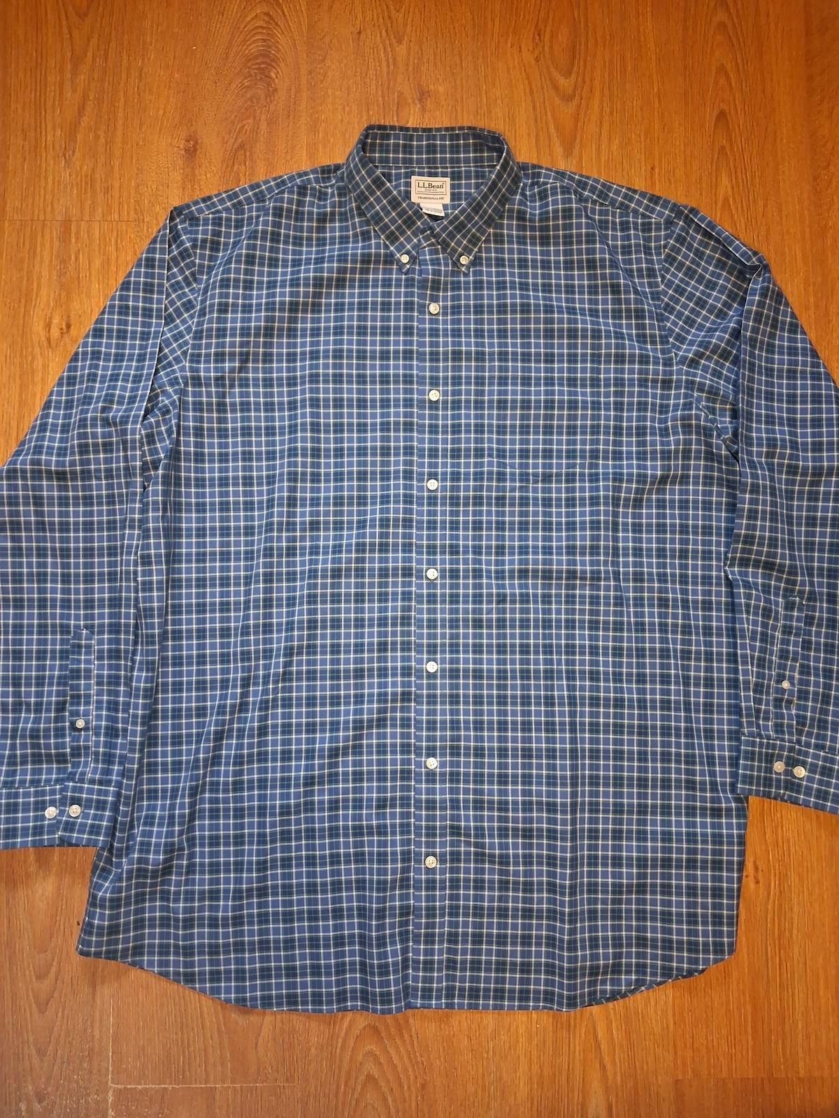 L.L. Bean LL Bean Button Up Shirt Mens 2XLT Blue Plaid 100% Cotton Size US XXL / EU 58 / 5 - 1 Thumbnail