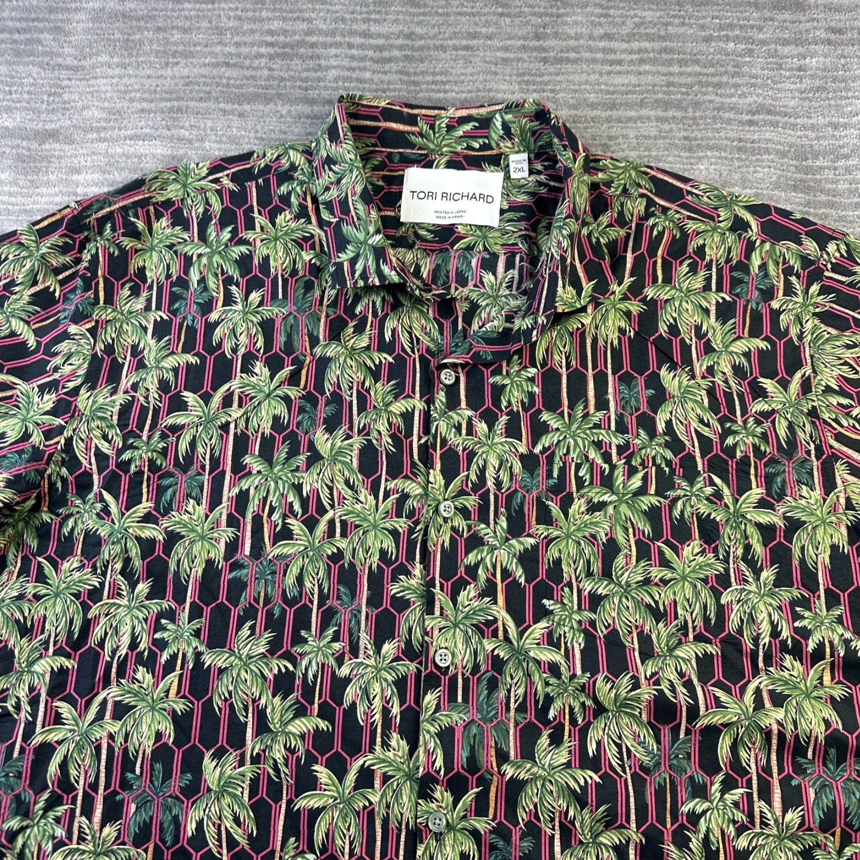 Tori Richard Tori Richard Shirt 2XL Mens Green Geometric Button-Up Short Sleeve Hawaiian Size US XXL / EU 58 / 5 - 3 Thumbnail