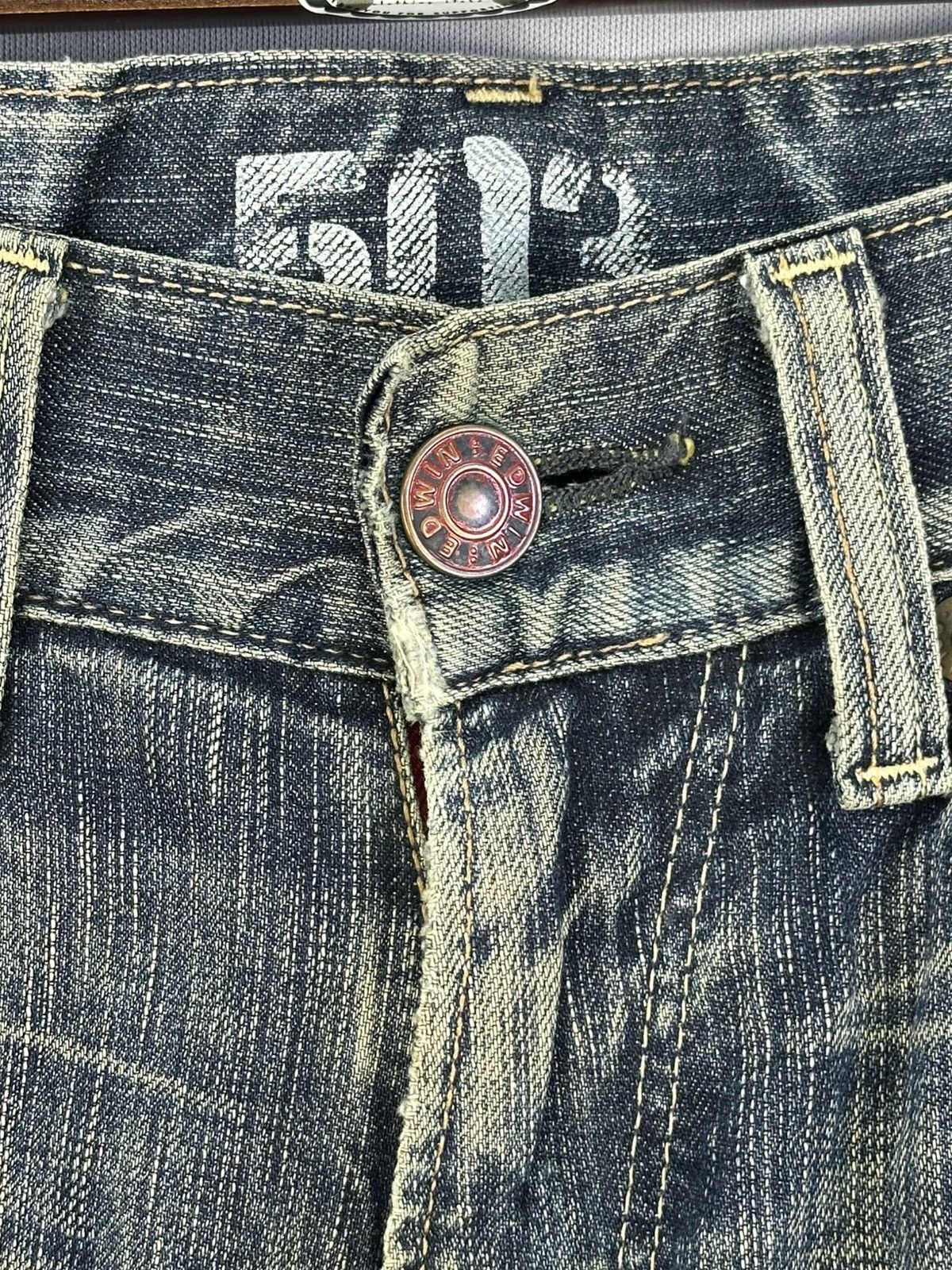 Kapital Edwin 503 Blue Trip Distressed Denim Jeans Size US 32 / EU 48 - 10 Thumbnail