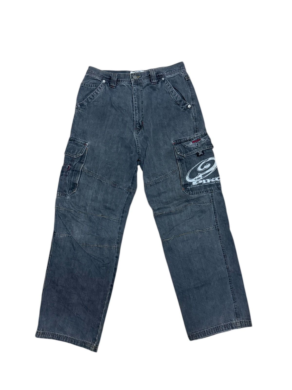 Japanese Brand Piko Hawaiian Denim Cargo Pants Y2K Japan Style / Streetwear Size US 28 / EU 44 - 1 Thumbnail