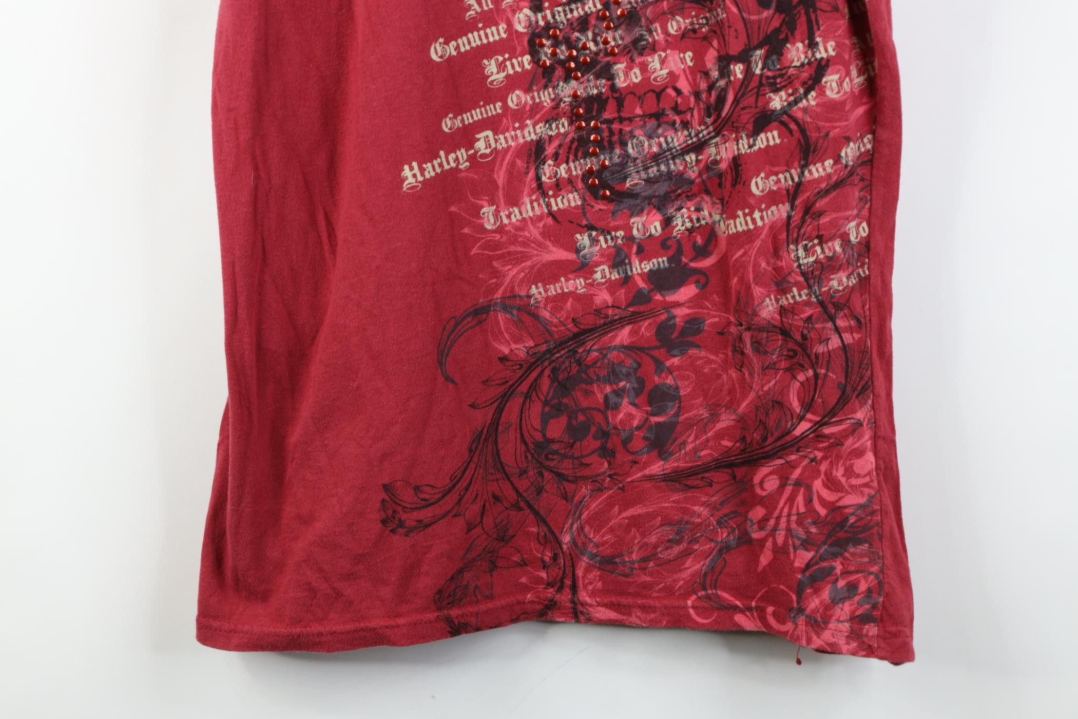 Harley Davidson Vintage Y2K Harley Davidson Tribal Floral Leaf T-Shirt Red Size XL / US 12-14 / IT 48-50 - 3 Thumbnail
