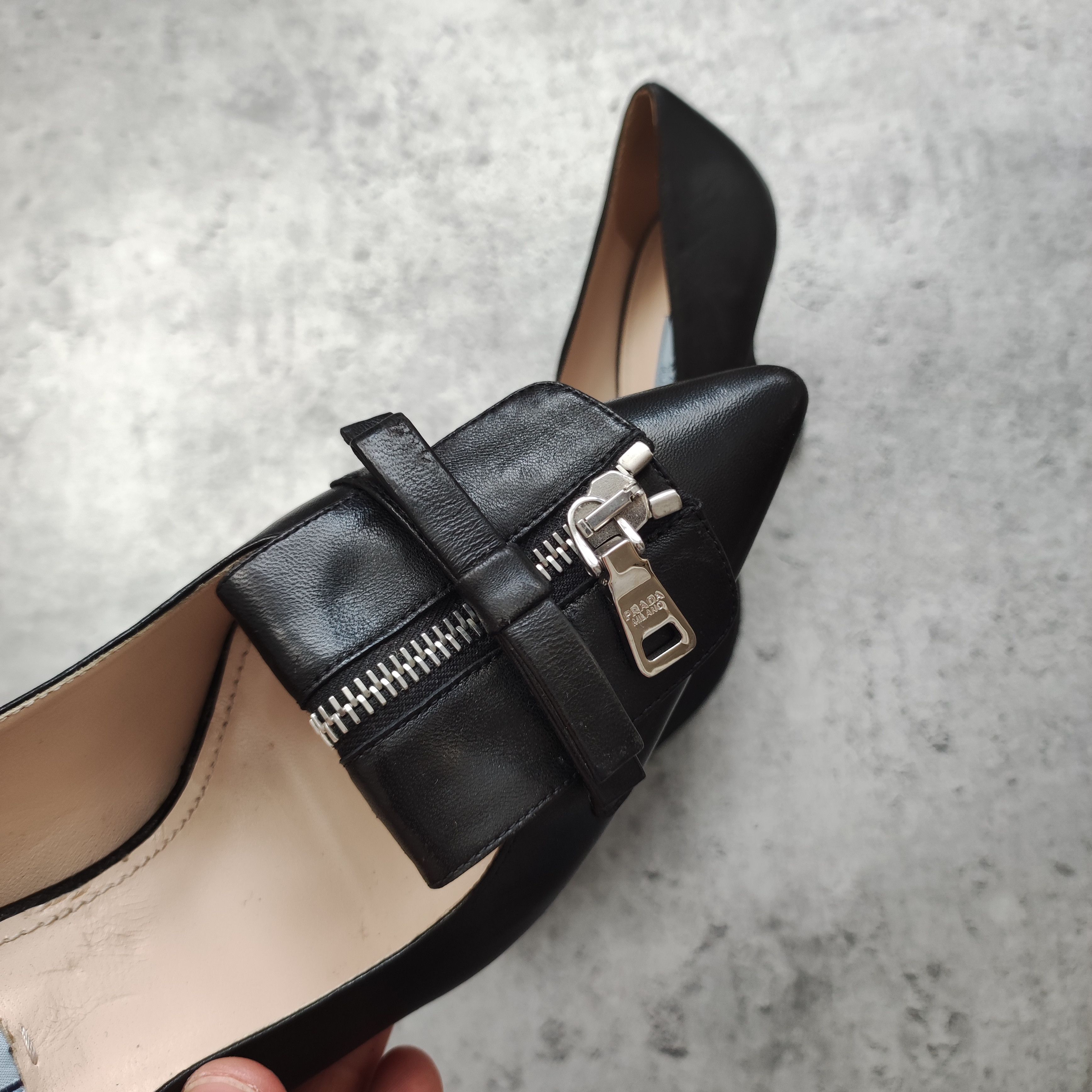 Prada Prada Milano 90s Classic Black Zipper Leather Heels Size US 7 / IT 37 - 4 Thumbnail