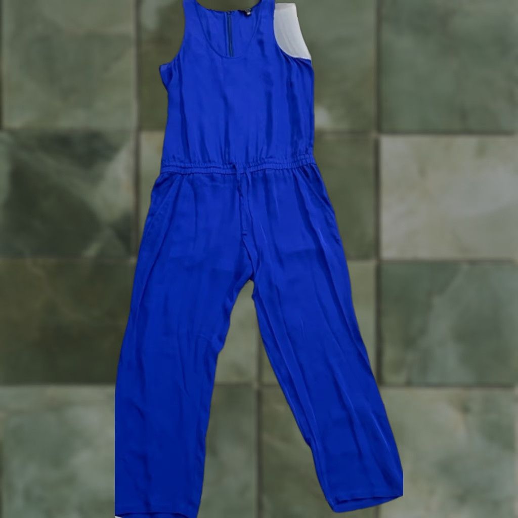 Theory THEORY Silk Jumpsuit Size M Blue Sleeveless Casual Party One-Piece Womens Size 32" / US 10 / IT 46 - 1 Thumbnail