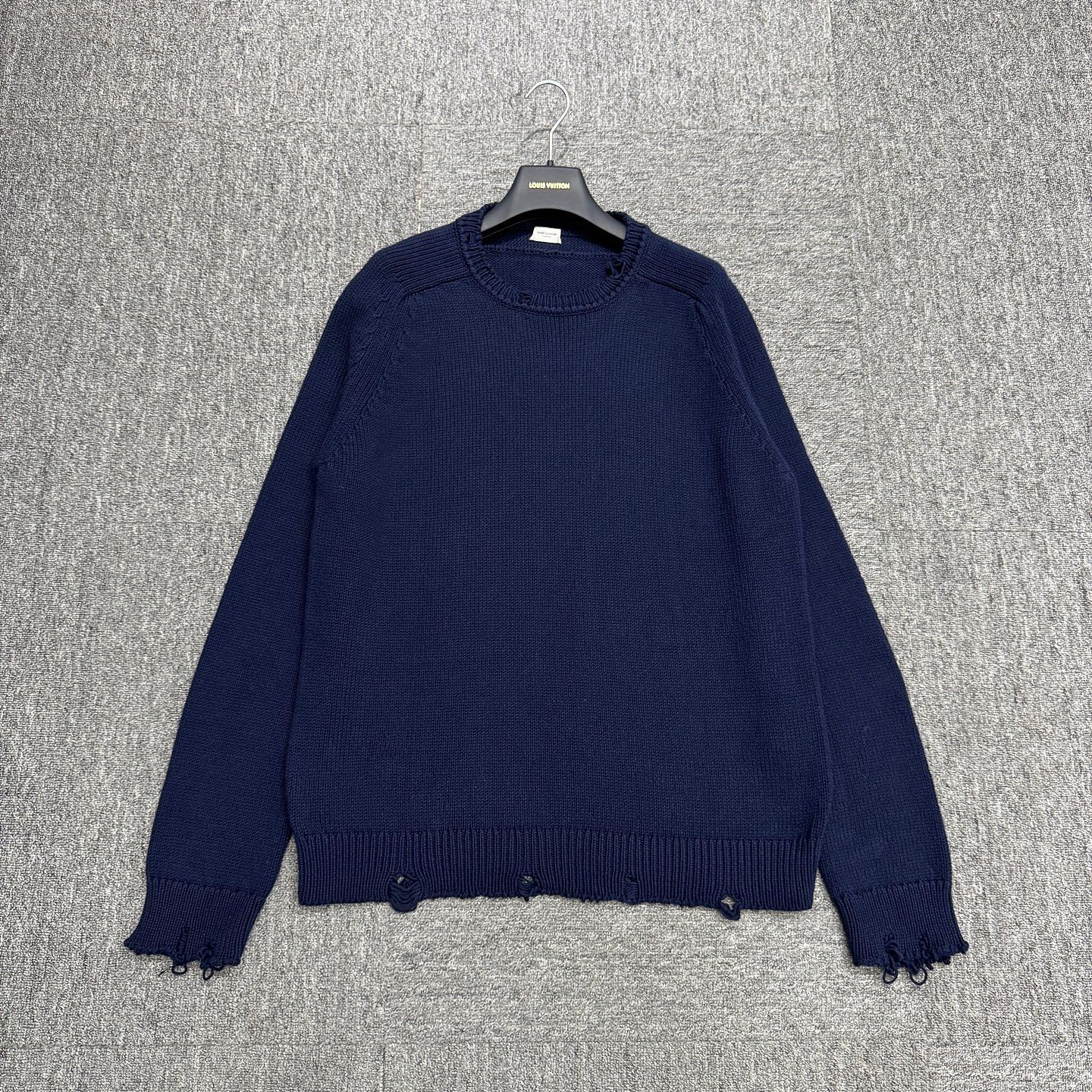 Saint Laurent Paris Saint Laurent Distressed Knit Sweater Navy XXL Size US XXL / EU 58 / 5 - 1 Thumbnail