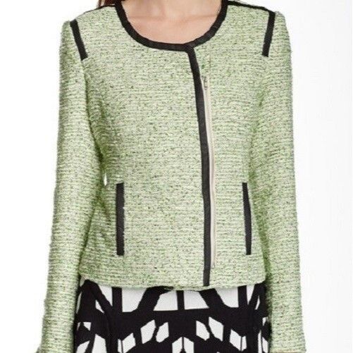 Other Romeo & Juliet Couture Faux Leather Trim Tweed Jacket $255 Size M / US 6-8 / IT 42-44 - 4 Thumbnail