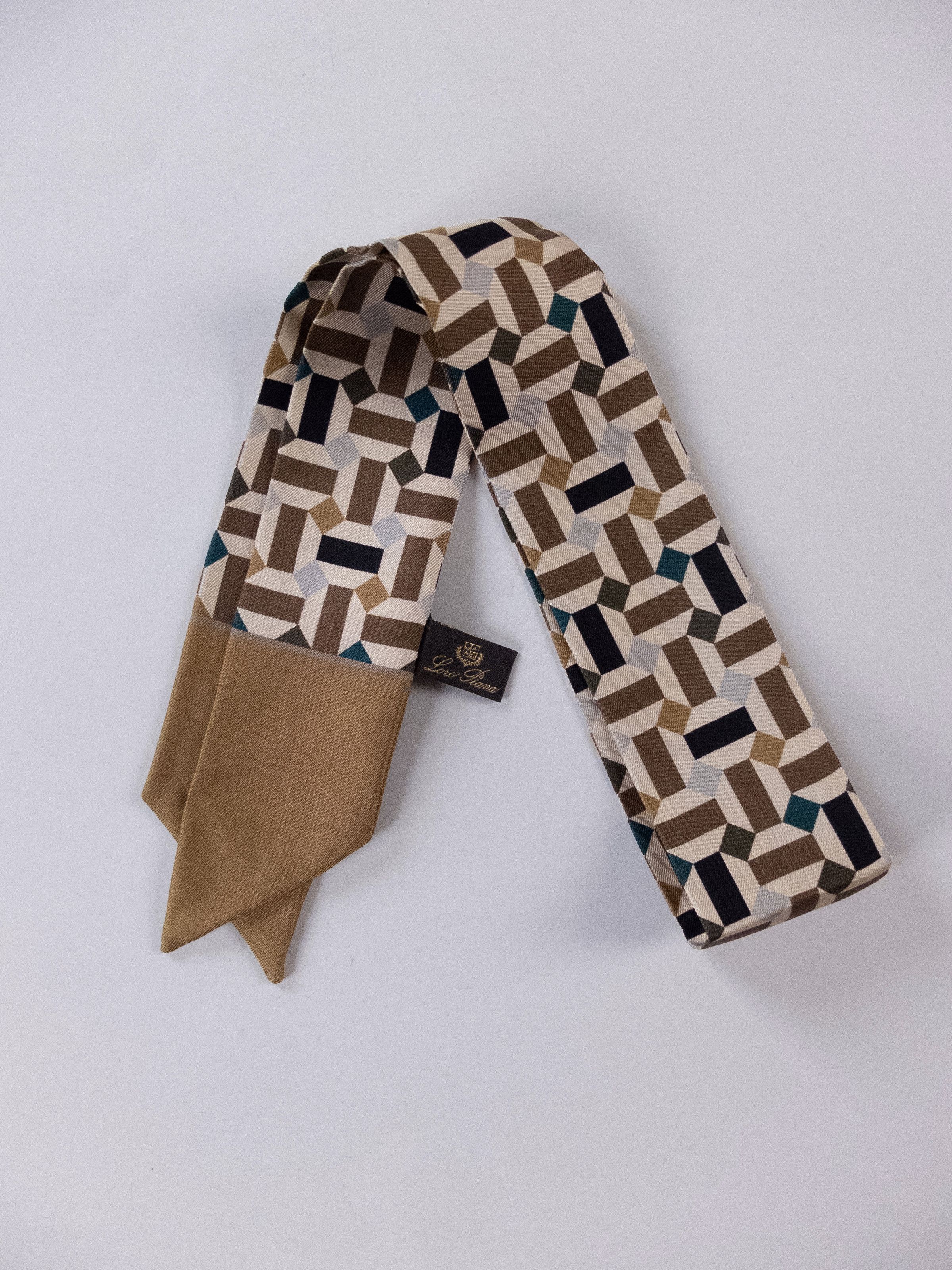 Loro Piana LORO PIANA Zellige olive green geometric silk mitzah scarf Size ONE SIZE - 5 Thumbnail