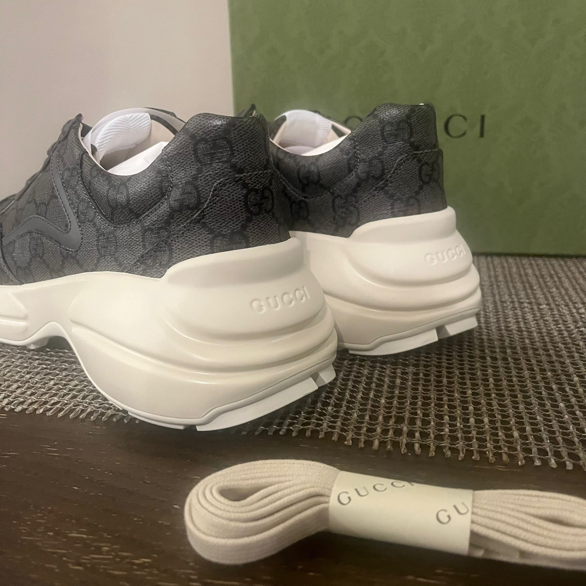 Gucci o1rshd1 Rython GG Monogram Sneaker in Grey/Black Size US 9 / EU 42 - 11 Thumbnail