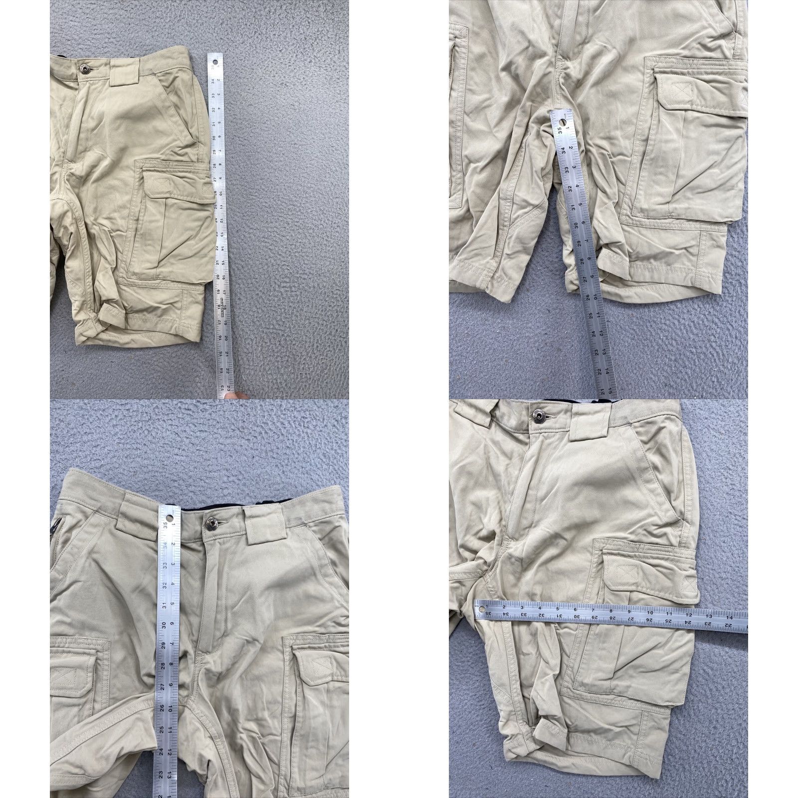 CO Duluth Cargo Shorts Men Beige Elastic Waist Nylon Size M Regular Front Flat Pockets Cargo Size US 31 - 8 Thumbnail
