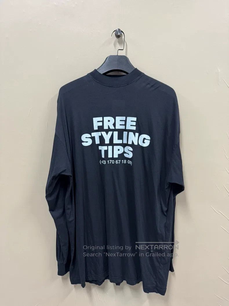 Balenciaga Balenciaga Phone Number Black Letter Printed Long-sleeve Size US S / EU 44-46 / 1 - 1 Thumbnail