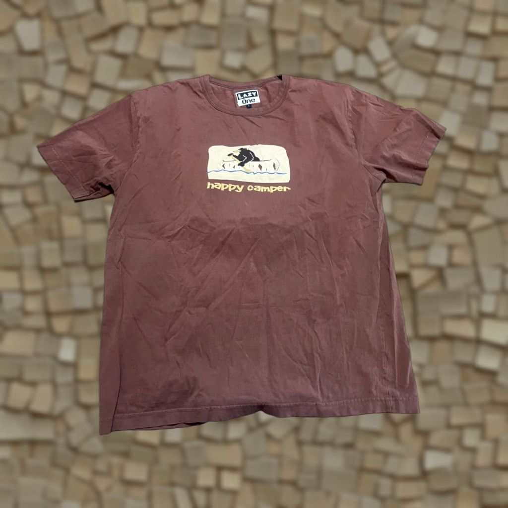 Vintage Lazy One Shirt Men's Large Brown Happy Camper Bear T-Shirt Regular Short Sleeve Size US L / EU 52-54 / 3 - 1 Thumbnail