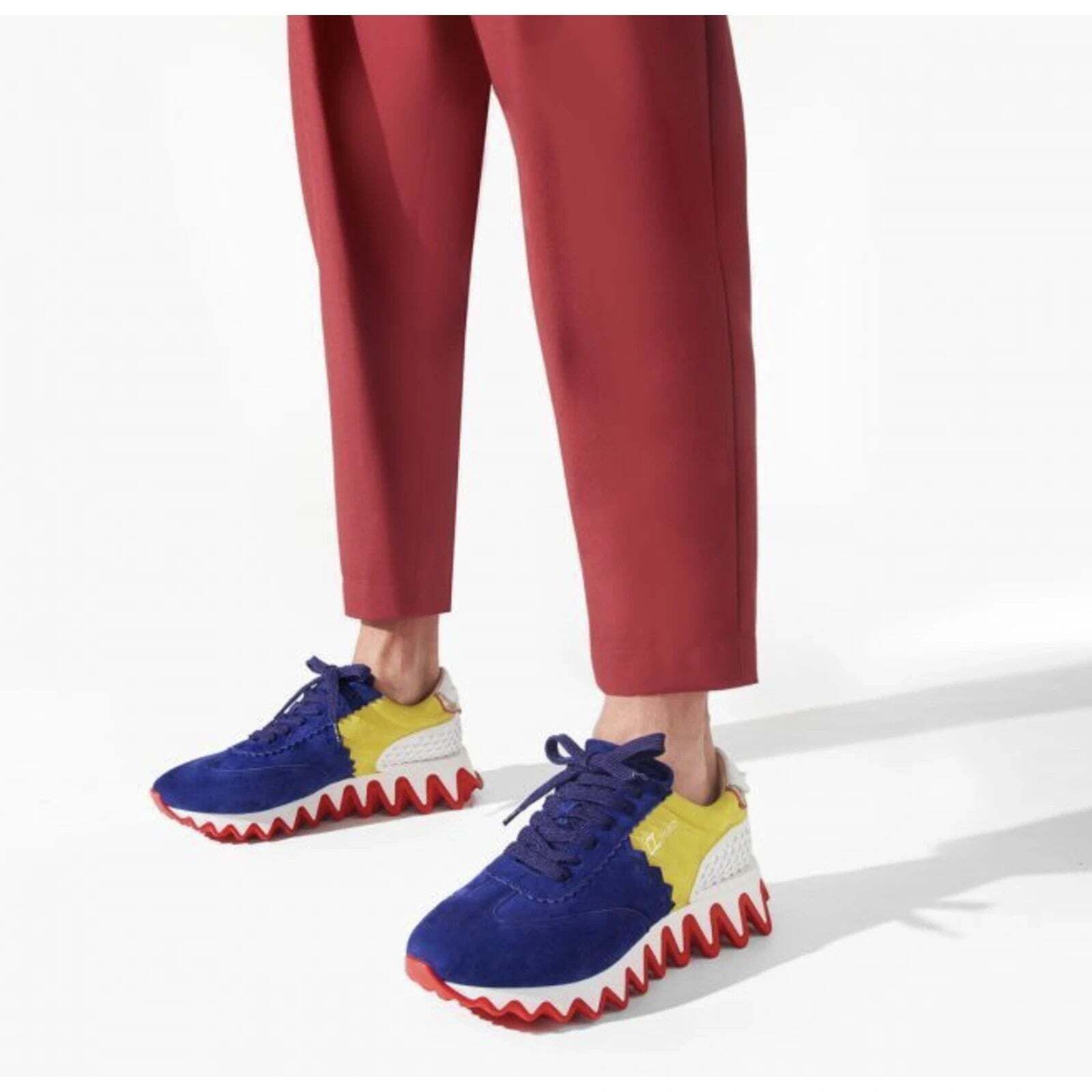 Christian Louboutin Christian Louboutin Blue Red Platform Low Top Sneaker 43 10 Size US 10 / EU 43 - 3 Thumbnail